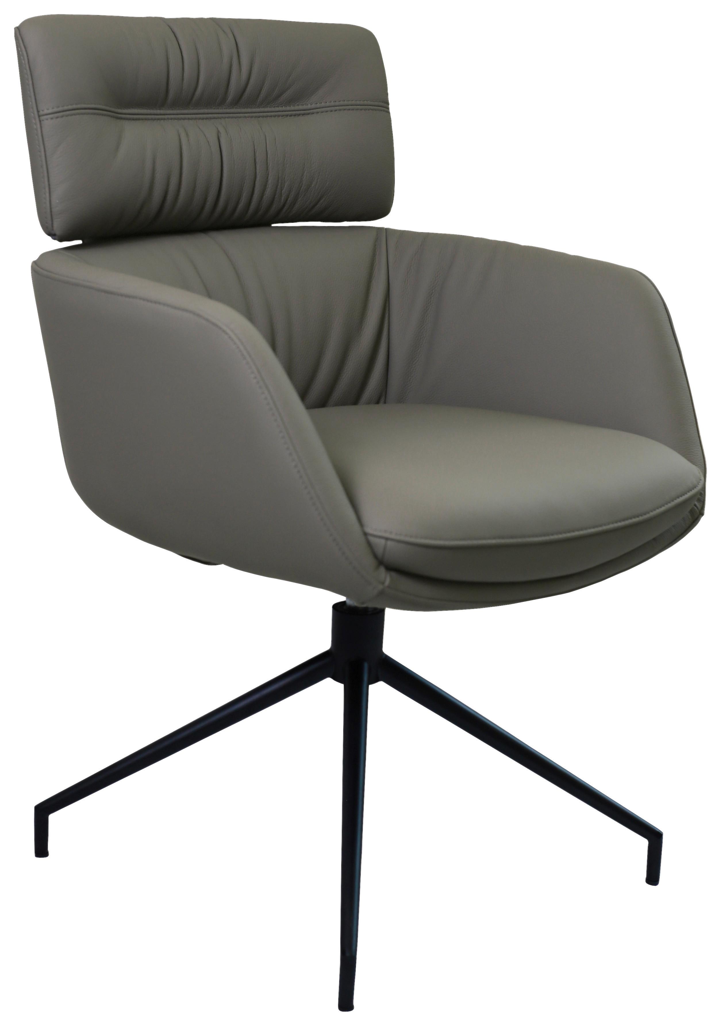KRZESŁO Z PODŁOKIETNIKAMI PABLO -EXKLUSIV- - czarny/ciemnoszary, Design, skóra/metal (62/92/66cm) - Dieter Knoll
