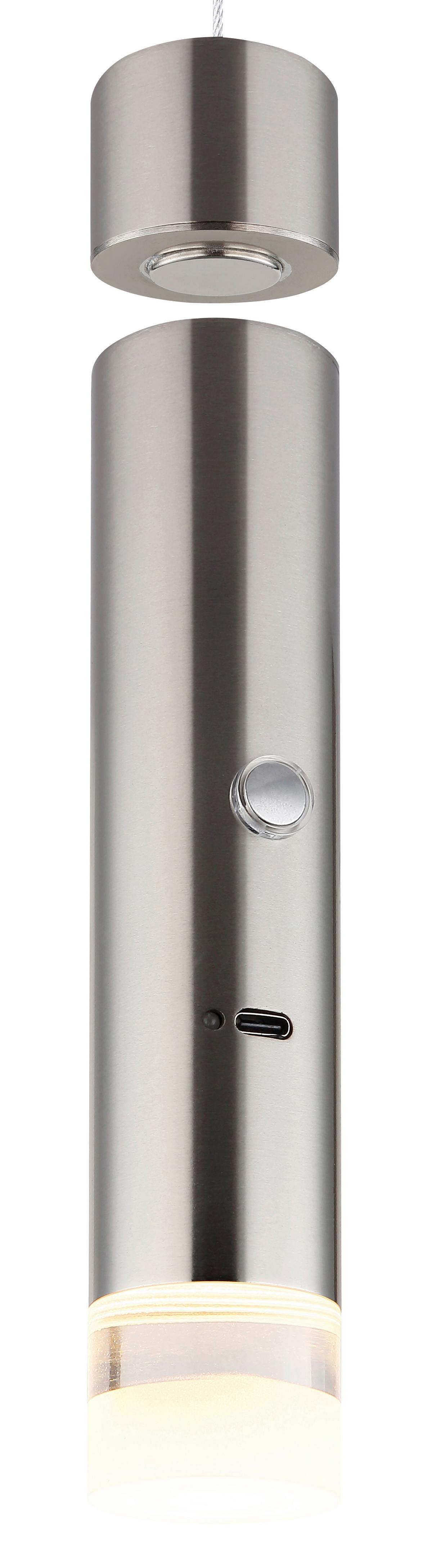 LAMPA WISZĄCA LED 16060N PELO - przejrzysty/kolor niklowy, Design, tworzywo sztuczne/metal (38/120cm) - Globo