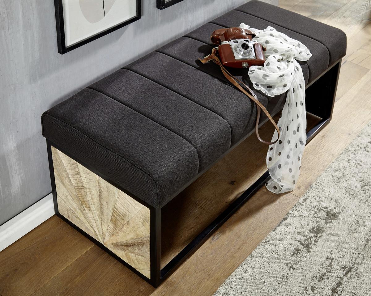 Garderobenbank ca. 105x40x40cm  Textil,Anthrazit - Schwarz, MODERN, Holz/Textil (105/40/40cm) - MID.YOU