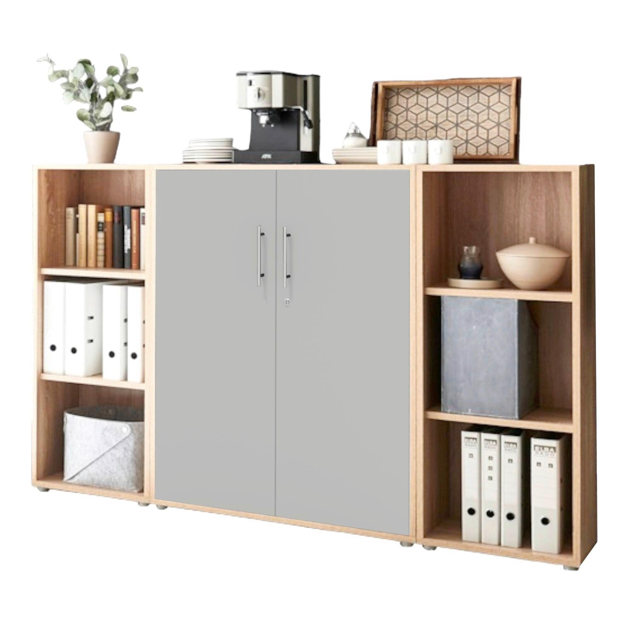 AKTENSCHRANK OFFICE EDITION - SW SET 2 - Hellgrau/Grau, MODERN, Holzwerkstoff (172,6/113,6/33cm) - MID.YOU