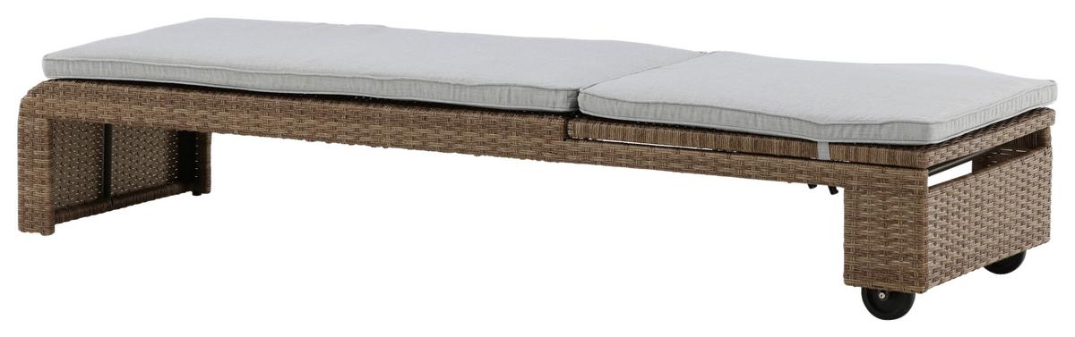 Sonnenliege London ca. 60x32x196 cm Hellbraun - Sandfarben/Hellbraun, KONVENTIONELL, Kunststoff/Textil (60/32/196cm) - Gardenson