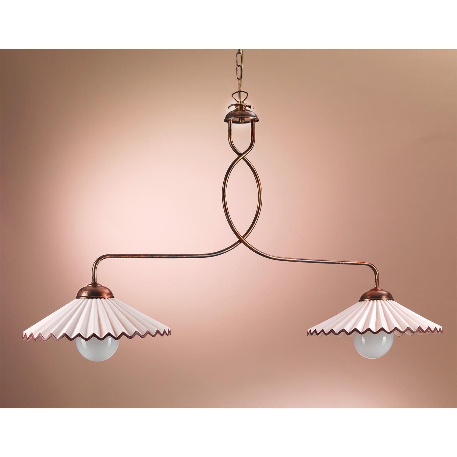 Kronleuchter Rosina Bernstein/Bronze max. 22 Watt - Bernsteinfarben/Bronzefarben, KONVENTIONELL, Keramik/Metall (100/32/115cm)