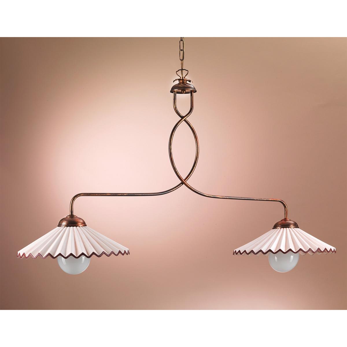 Kronleuchter Rosina Bernstein/Bronze max. 22 Watt - Bernsteinfarben/Bronzefarben, KONVENTIONELL, Keramik/Metall (100/32/115cm)