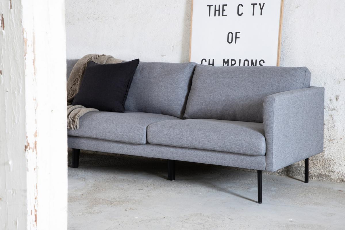 3-SITZER-SOFA ZOOM - Schwarz/Grau, Design, Textil/Metall (260/78/80cm) - Livetastic