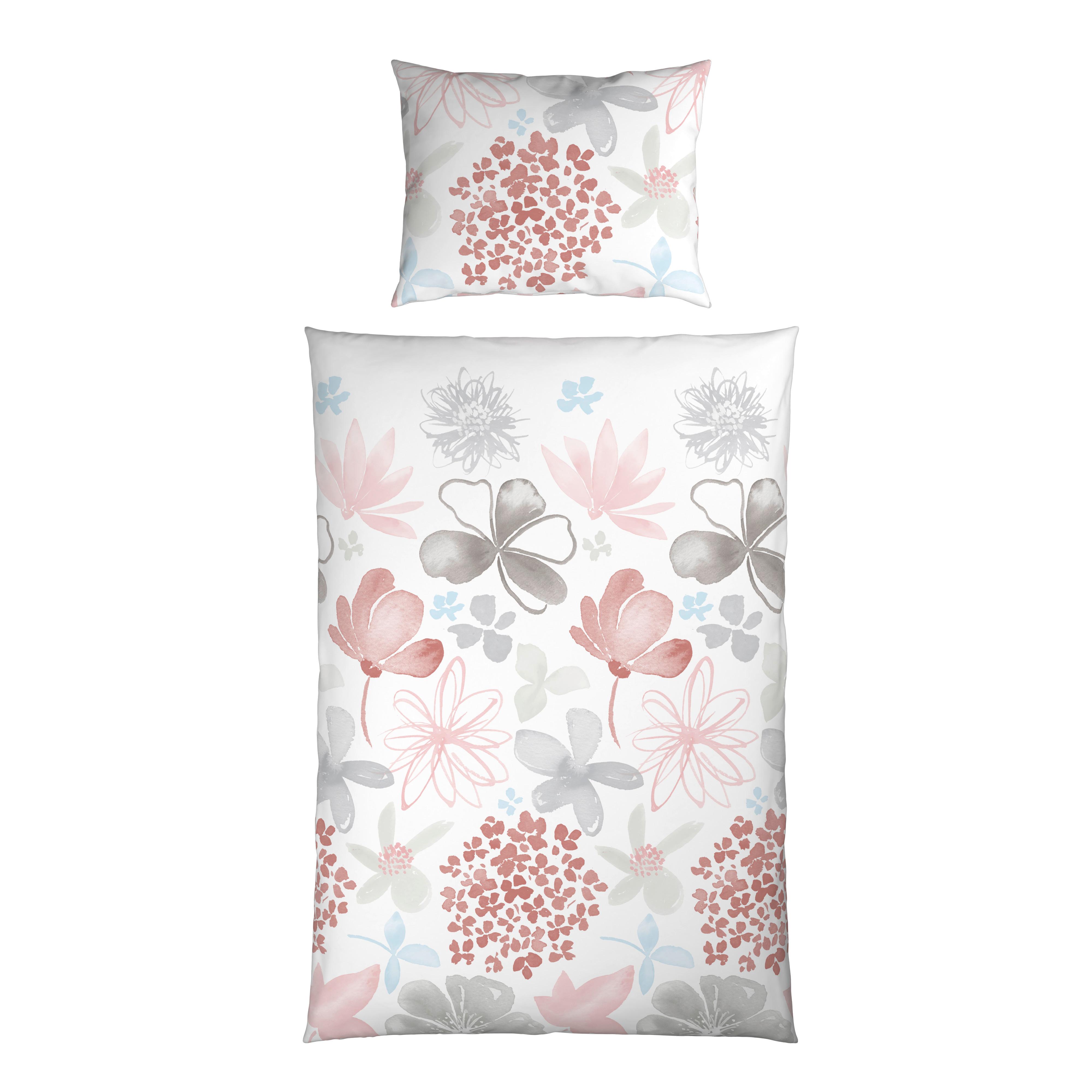 Bettwäsche Gundi Grau/Rosa/Weiß ca. 140x200cm - Rosa/Weiß, KONVENTIONELL, Textil (140/200cm) - Mömax