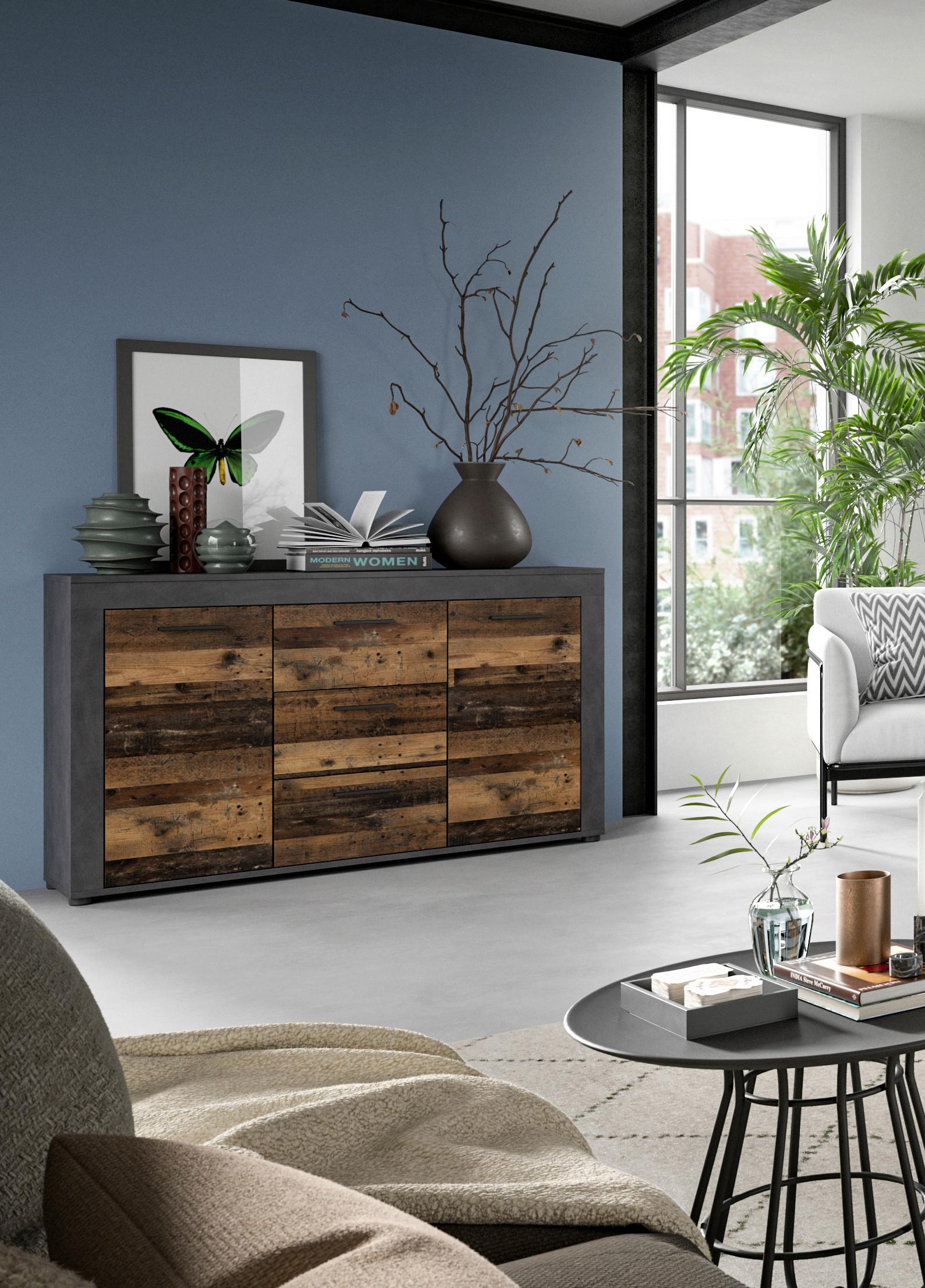 Komoda Jam - prirodne boje/crna, Design, drvni materijal/plastika (125/80/35cm) - Modern Living