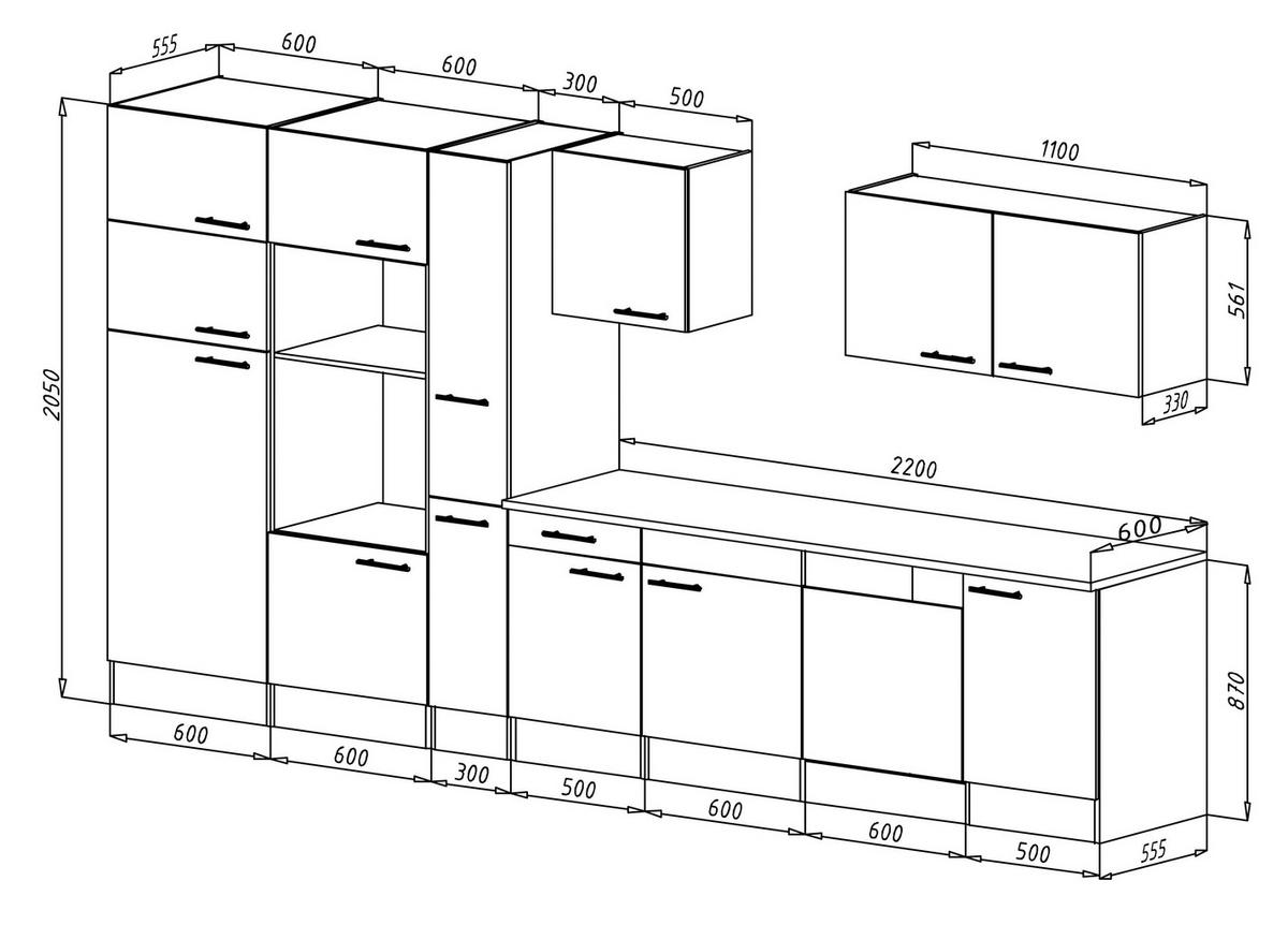 Küchenleerblock LBKB370EYSMIGKE - Edelstahlfarben/Eichefarben, Basics, Holzwerkstoff/Metall (370cm) - Respekta