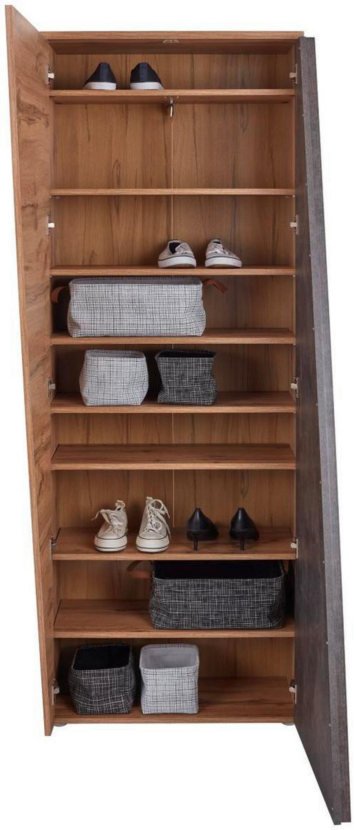 Omara Za Čevlje Venedig, Temno Siva, Hrast - temno siva/črna, Moderno, umetna masa/leseni material (70/196/35cm) - Mömax