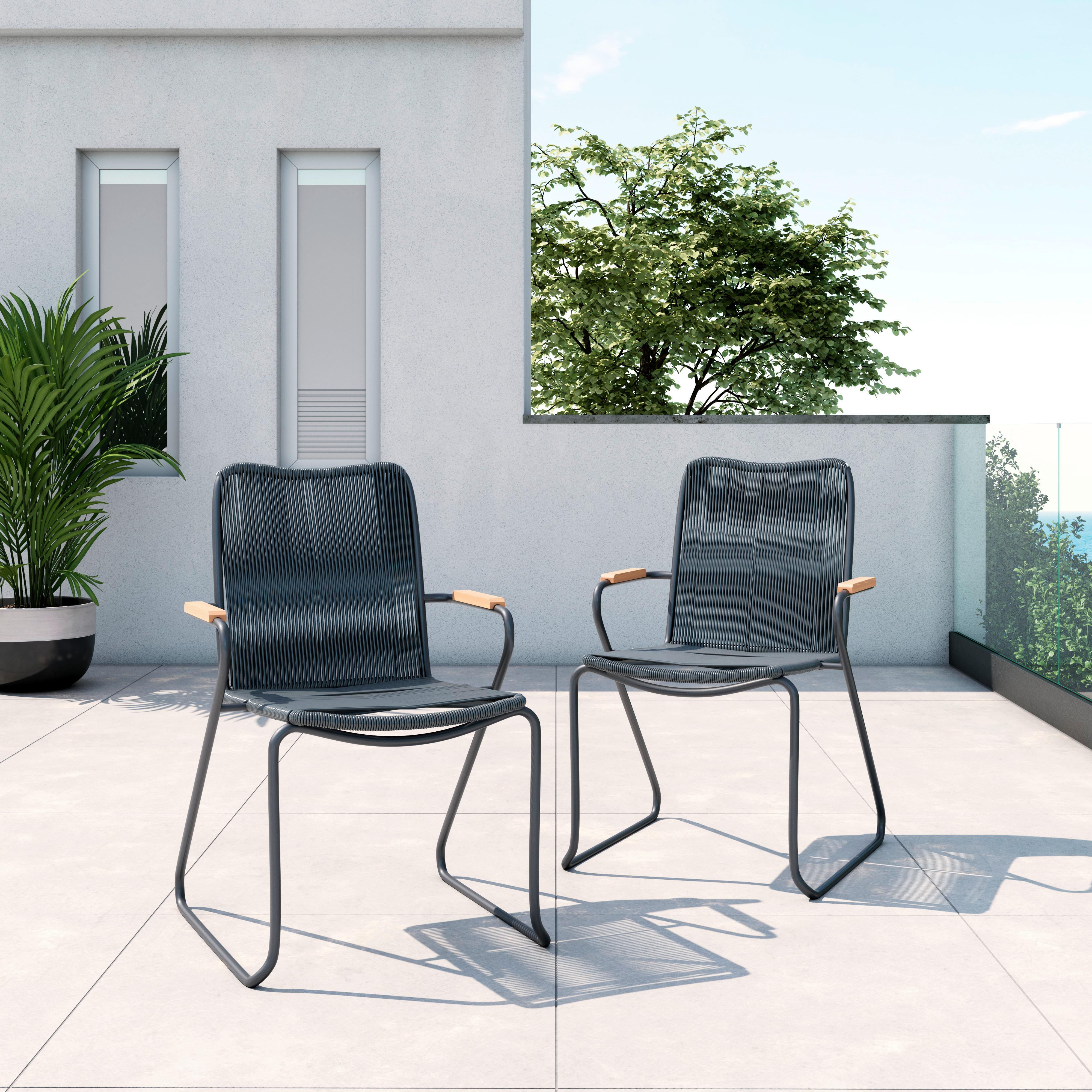 Gartensessel-Set Cleo Grau Metall/Polywood 2er-Set - Dunkelgrau/Grau, MODERN, Kunststoff/Metall (58/87/58cm) - Bessagi Garden