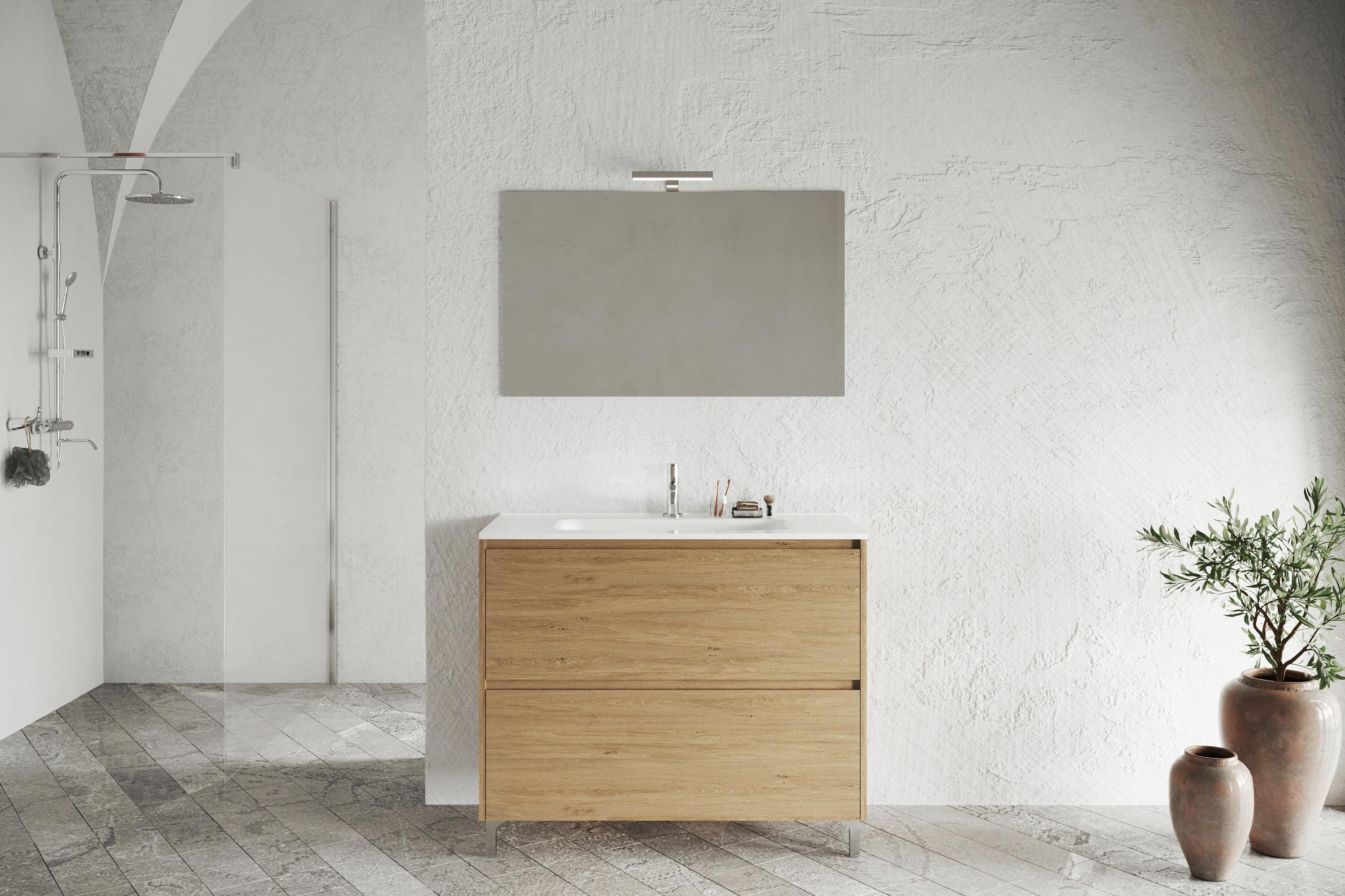 Bază pentru lavoar Lisbona - stejar sălbatic/antracit, Basics, material pe bază de lemn (100/74/46cm)