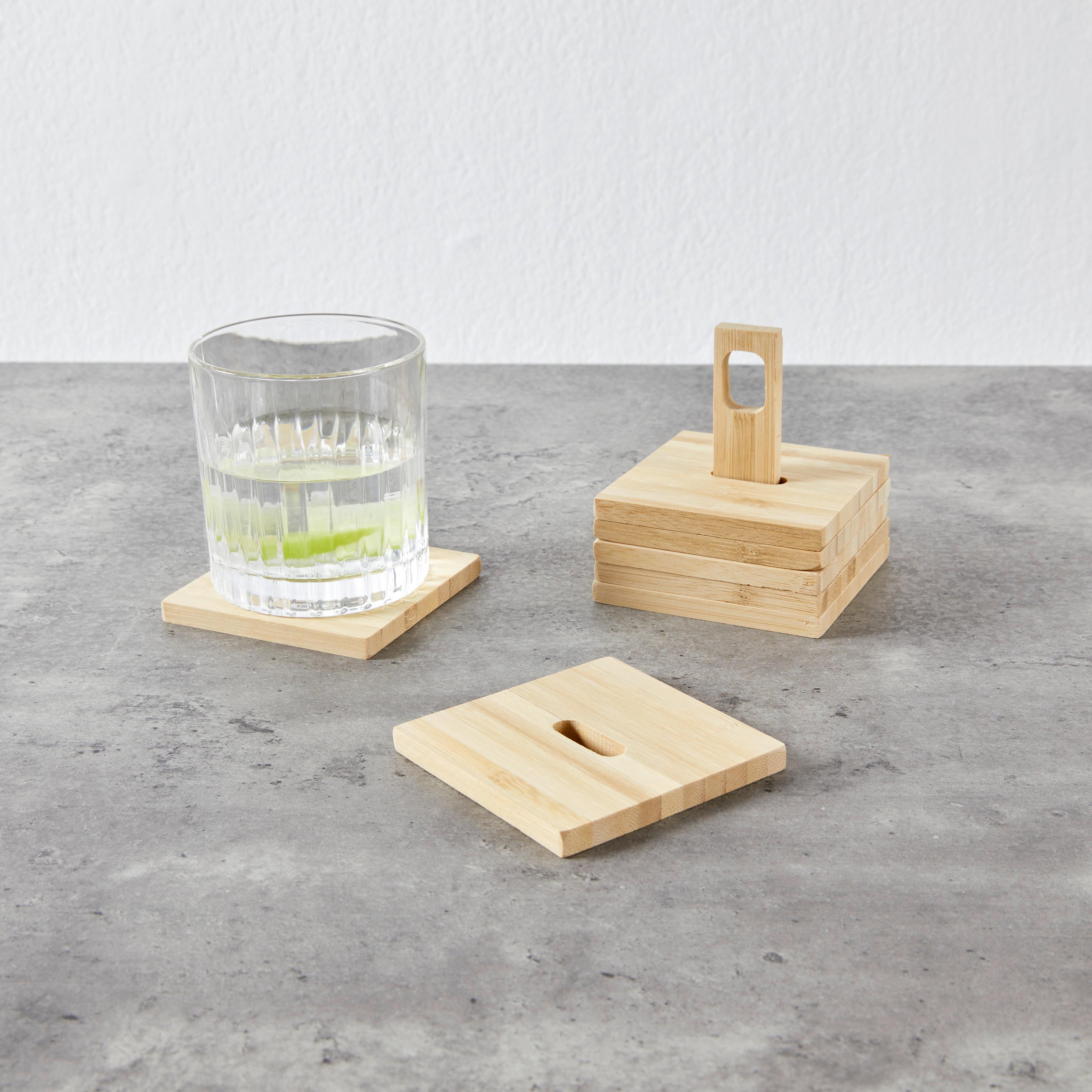 Untersetzset Danillo in Braun 6 Stk. - Braun, Basics, Holz (9/10/9cm)
