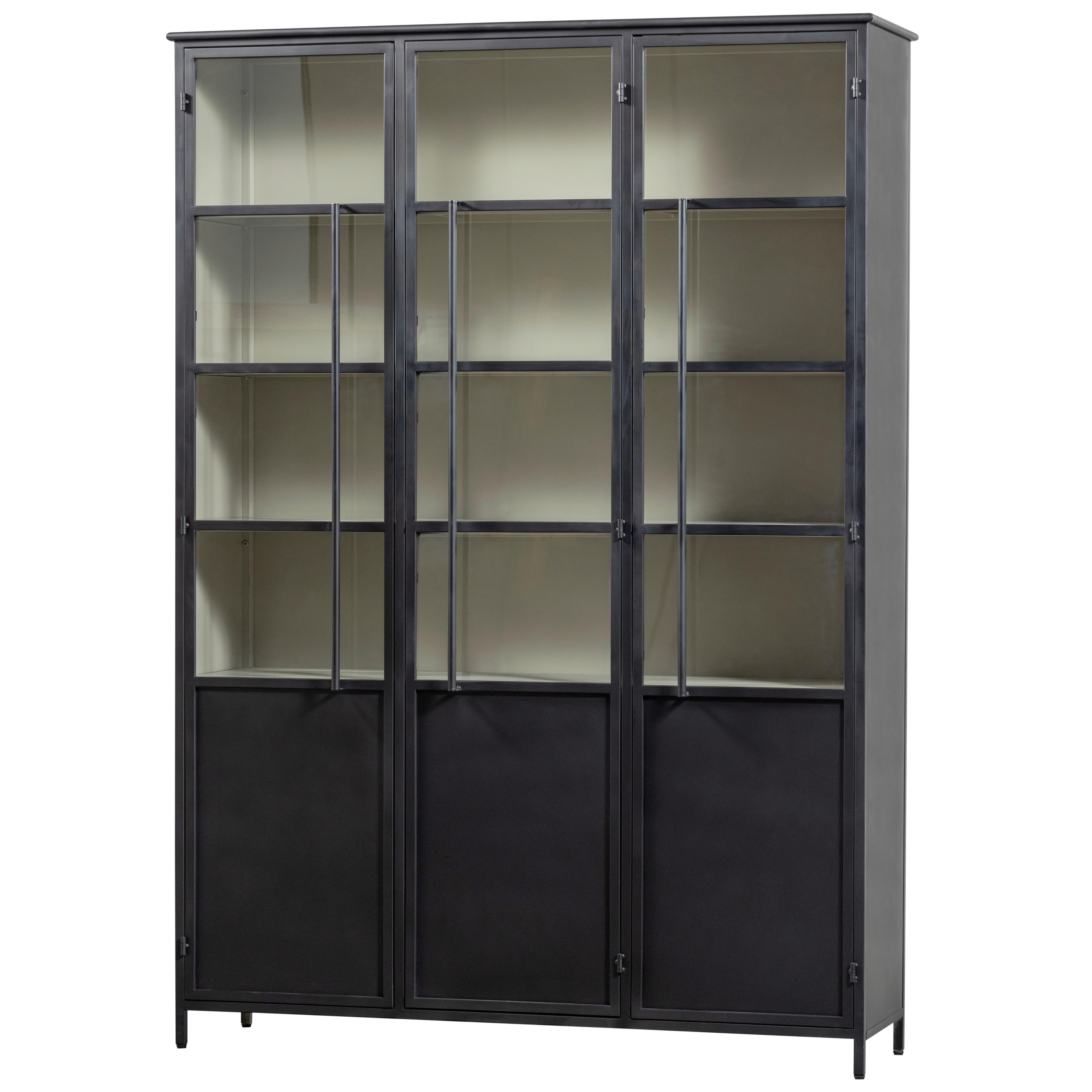 Vitrine Exhibit Schwarz - Schwarz, Design, Glas/Metall (140/200/40cm) - Livetastic
