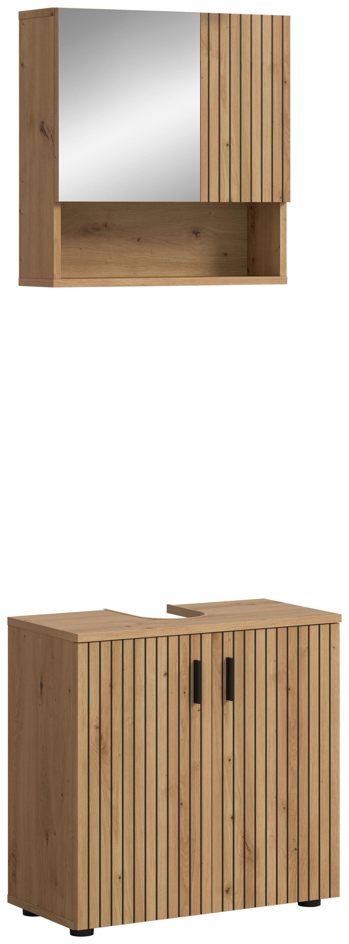 Kopalnica Mone, Barva Hrasta, 2-Delna - hrast artisan, Basics, umetna masa/leseni material (60cm) - MID.YOU