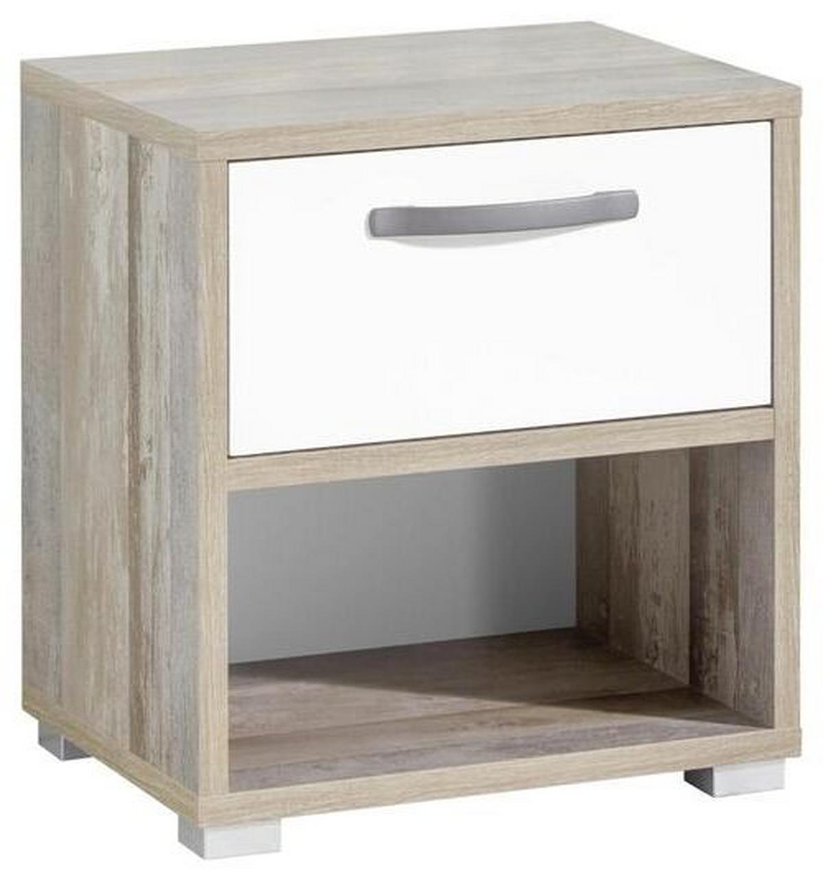 Nachtkästchen in Braun/Grau/ Weiss 'Moon' - Anthrazit/Silberfarben, MODERN, Holzwerkstoff/Kunststoff (49/52/41cm) - MID.YOU