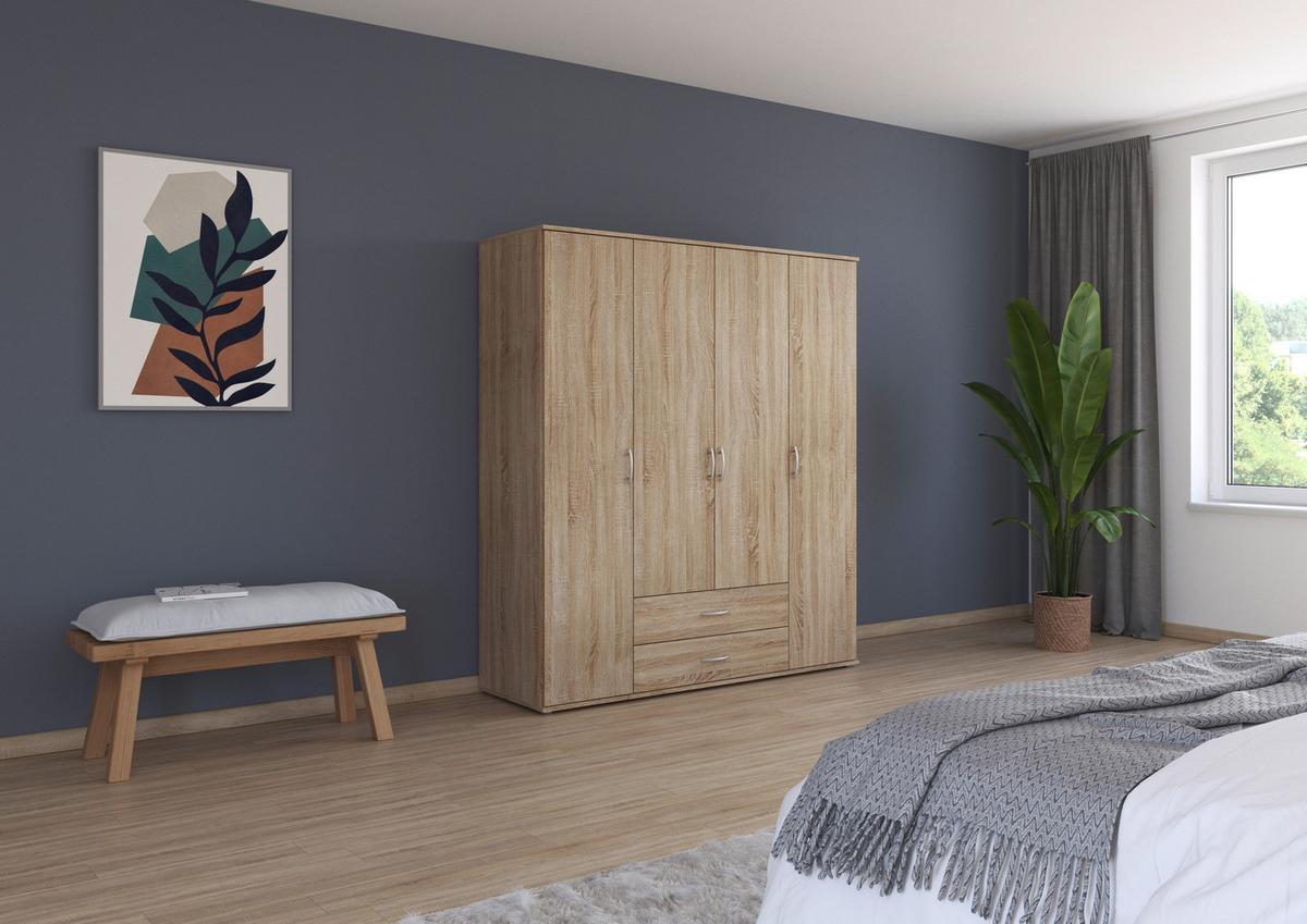 Ormar Za Odjeću Paul - boje hrasta/boje aluminija, Konvencionalno, drvni materijal/plastika (168/188/52cm) - Modern Living
