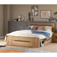 Bett CANU Eiche Artisan ca. 140x200 cm mit Stauraum - Eiche Artisan/Grau, MODERN, Holzwerkstoff (140/200cm) - MID.YOU