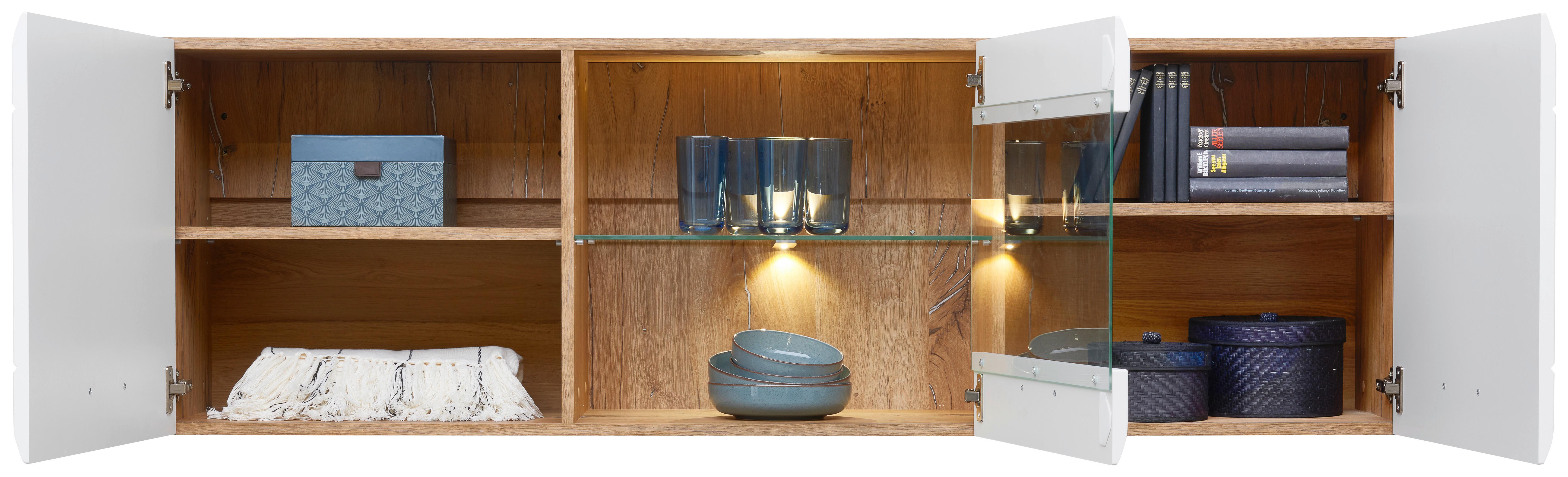 Viseća Vitrina Auris - bijela, Moderno, staklo/drvni materijal (164,3/52/37,1cm) - Modern Living
