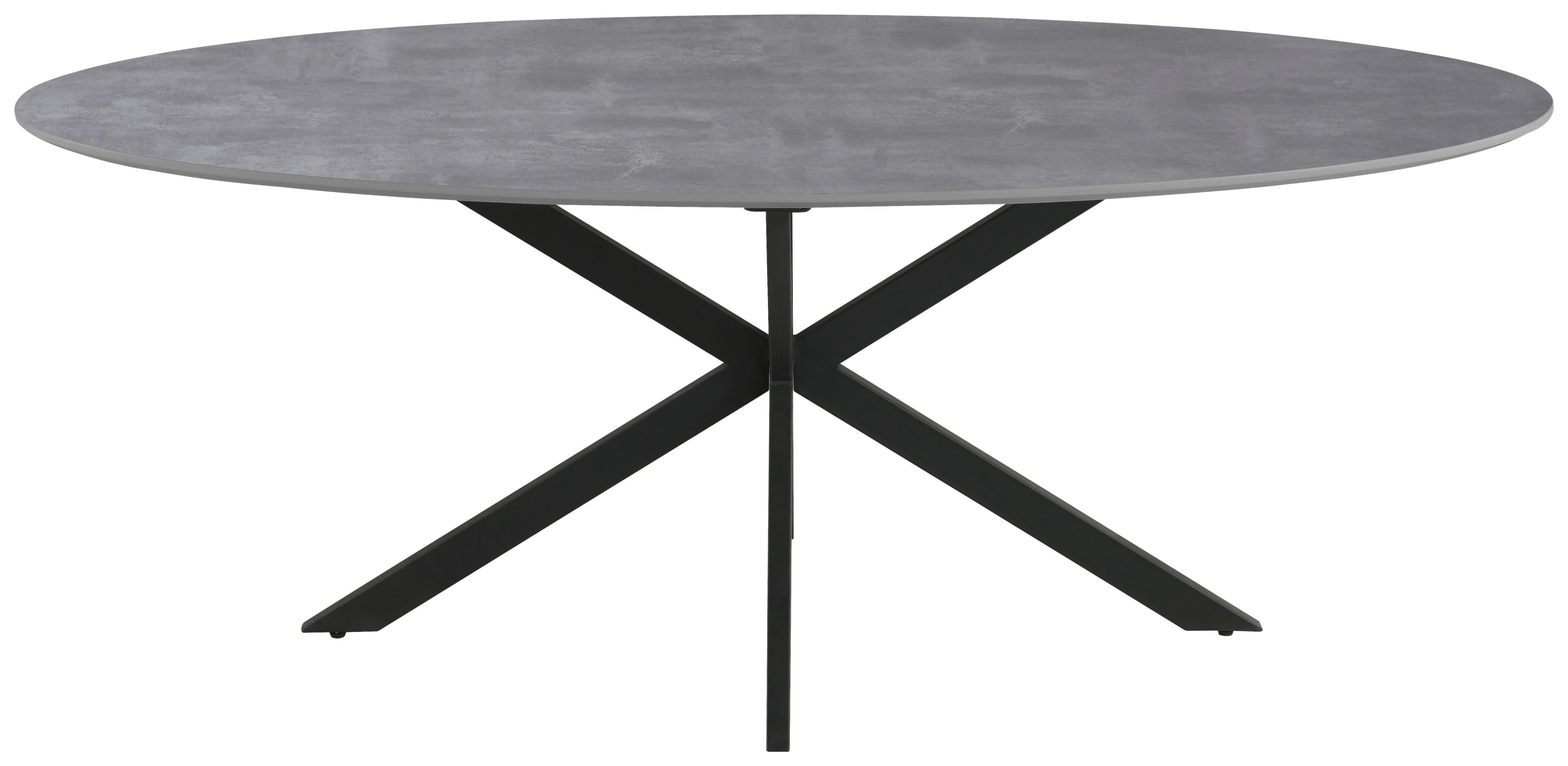 Étkezőasztal Matteo - fekete/szürke, Modern, faalapú anyag/fém (180/75/90cm) - Mömax