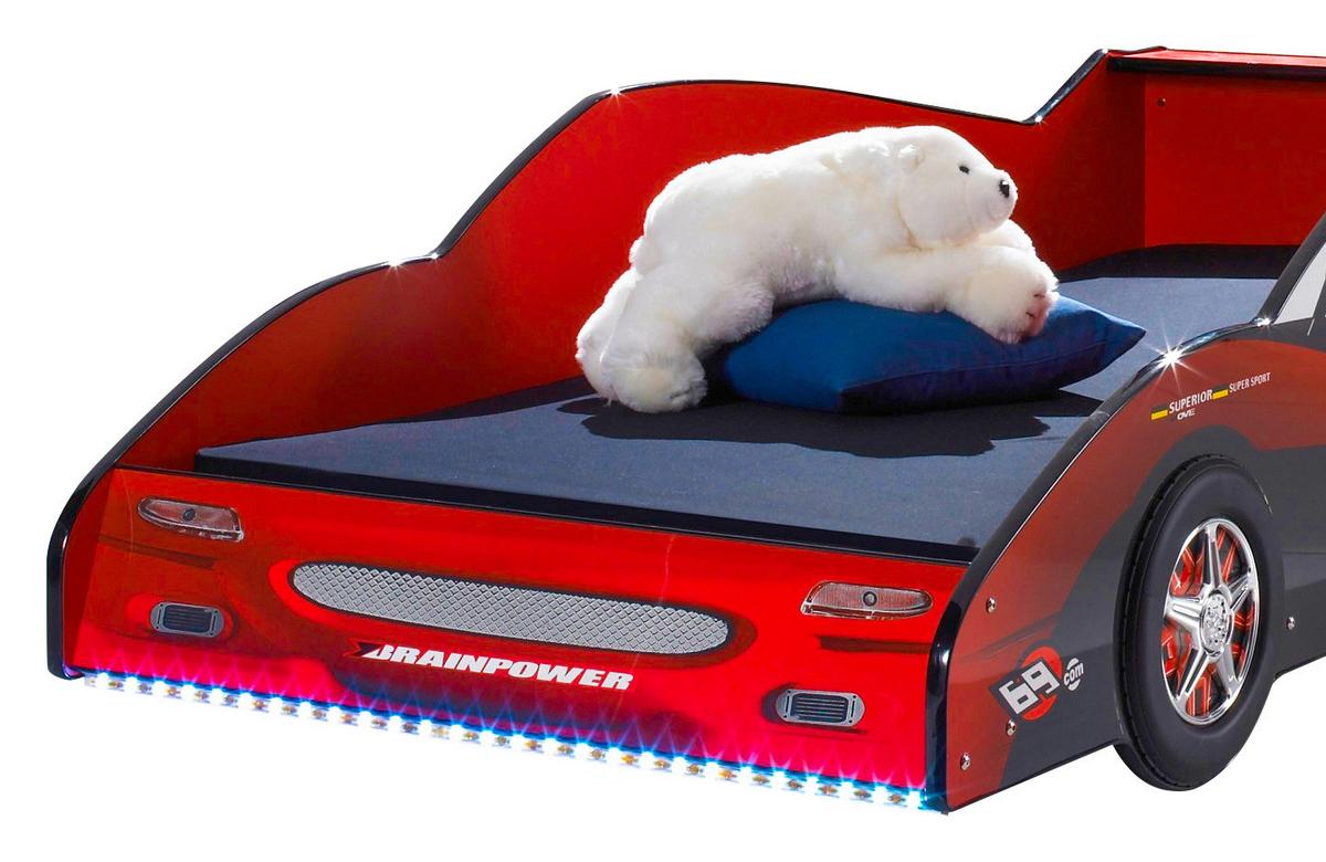 Kinder-/Juniorbett in Rot 'Meteor' - Gelb/Rot, Basics, Holzwerkstoff (90/200cm) - MID.YOU