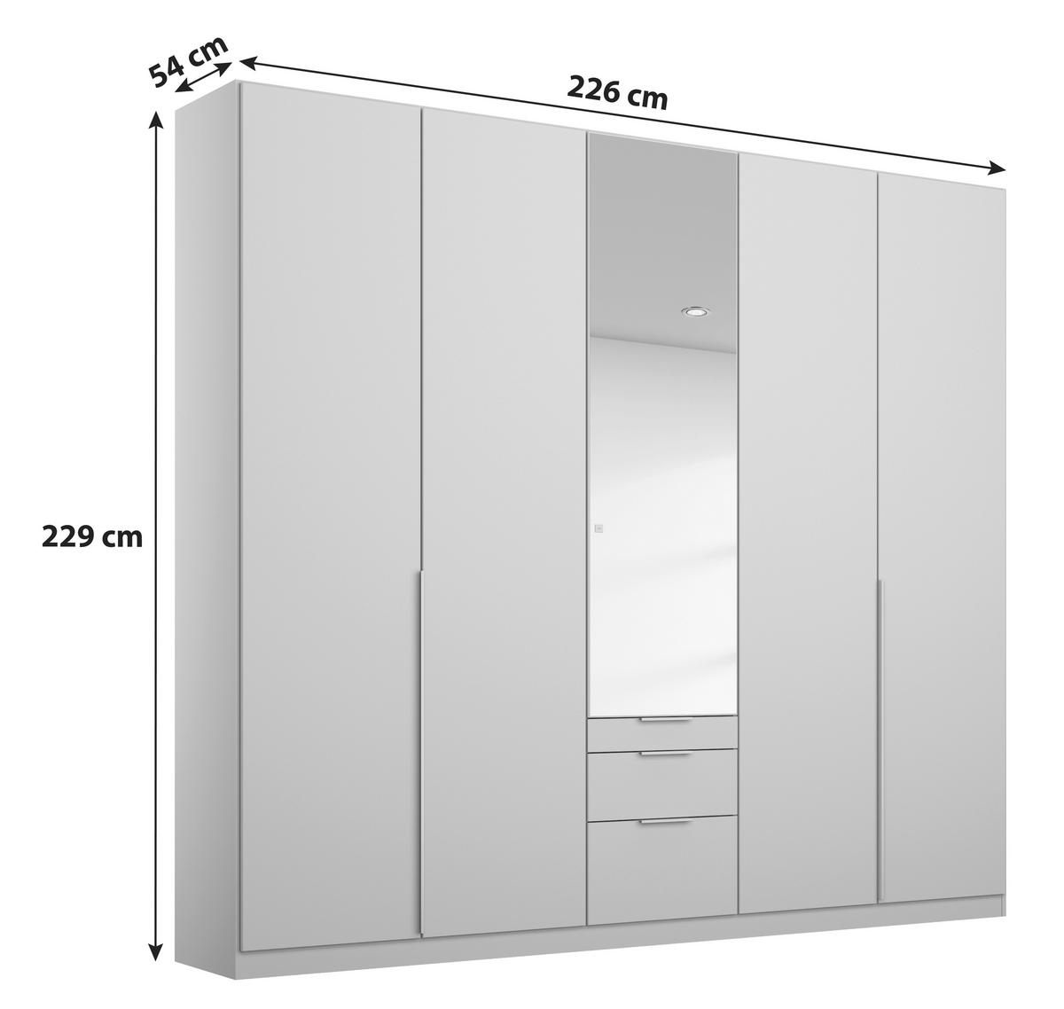 Dulap cu uși rotative ALABAMA - argintiu/gri deschis, Modern, material pe bază de lemn (226/229/54cm)