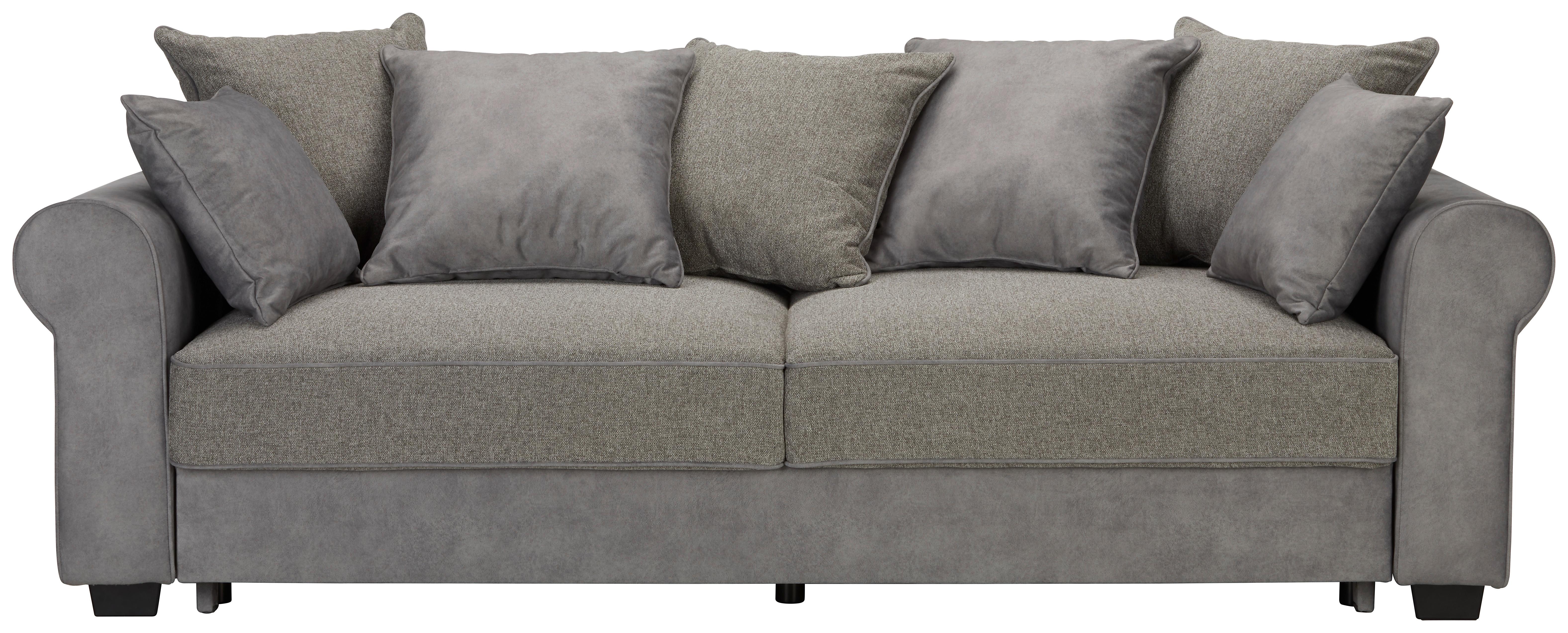 Bettsofa in Grau mit Bettfunktion - Dunkelbraun/Grau, Lifestyle, Holzwerkstoff/Kunststoff (247/95/125cm) - Zandiara