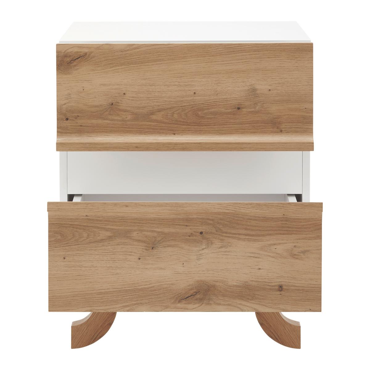 Nachttisch Vira Weiß/Kieferfarben Echtholz - Weiß/Kieferfarben, MODERN, Holz (48/60/43cm) - Bessagi Home