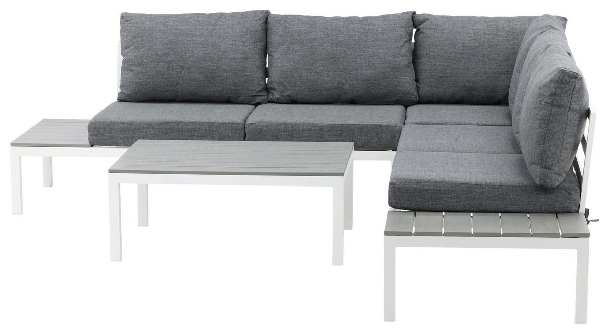 Loungegarnitur Odense ca. 133x167 cm Weiß - Weiß, KONVENTIONELL, Metall (133/167cm) - Gardenson