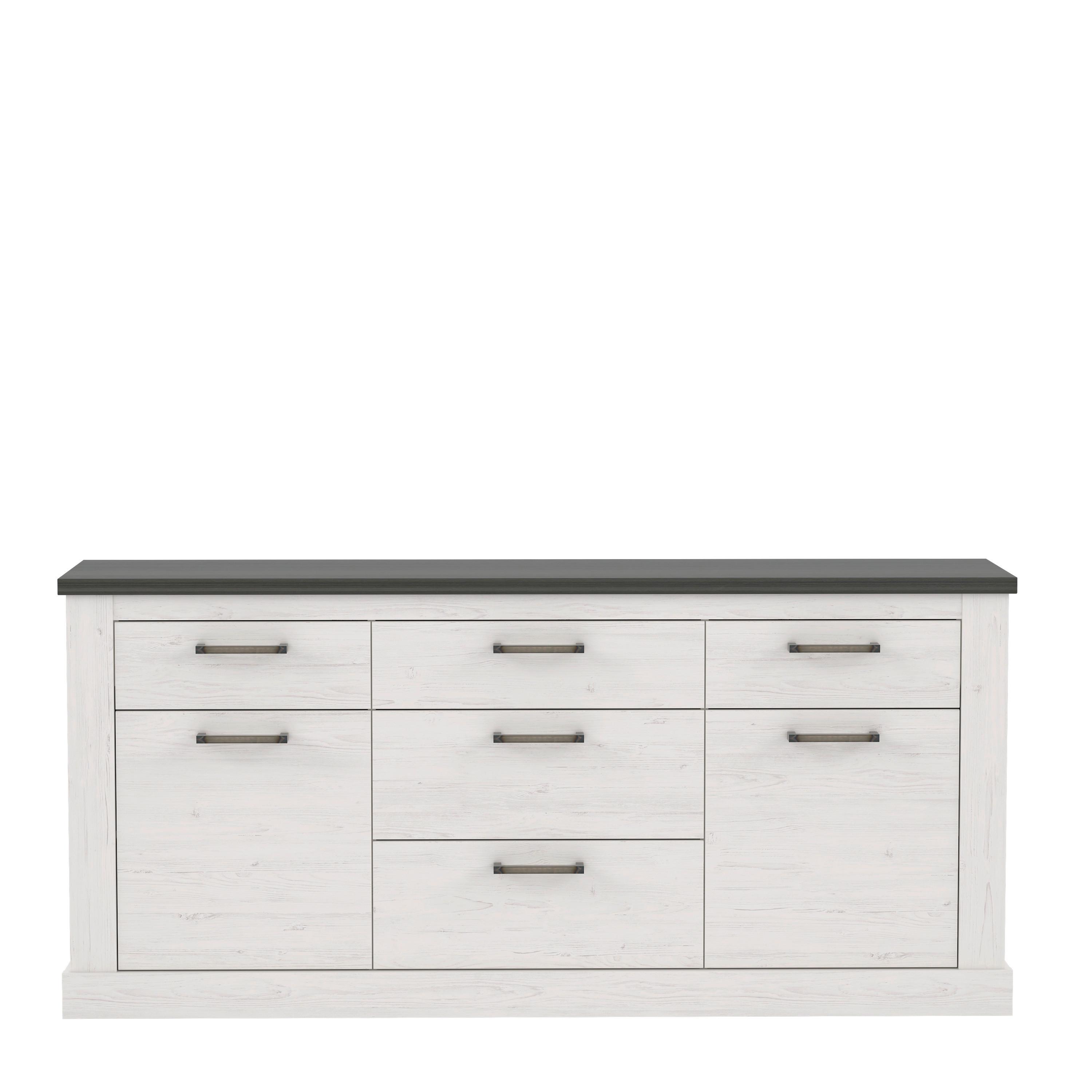 Comodă Montreal - alb/culoare coconar, Konventionell, metal/material pe bază de lemn (185,4/86,6/41,4cm) - Premium Living