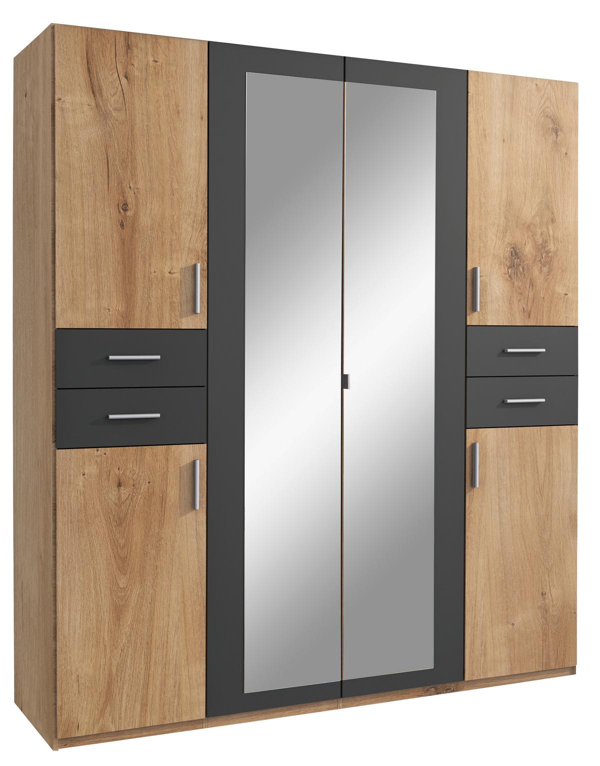 Ormar S Klasičnim Vratima Vegas - srebrne boje/boje grafita, Basics, drvni materijal (180/208/58cm) - Modern Living