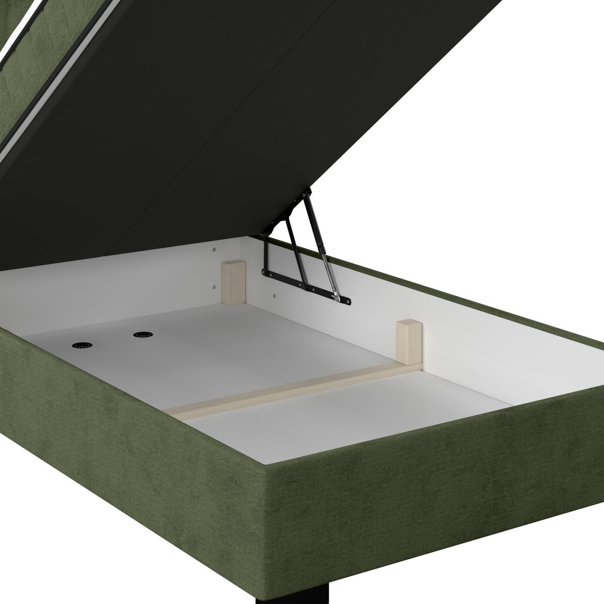 Box Krevet Maya C - maslinasto zelena/crna, Moderno, drvni materijal/drvo (100/200cm) - Modern Living