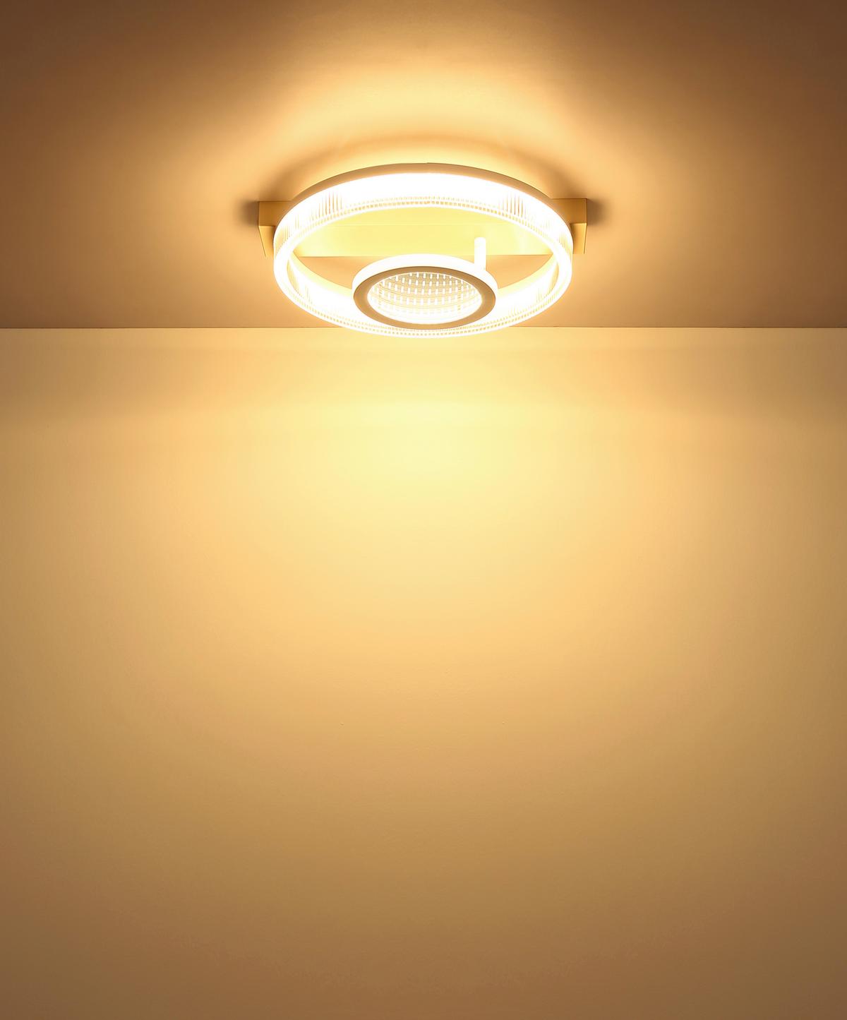 Led Stropna Svjetiljka Zara - bijela/boje pijeska, Design, metal/plastika (36/33/10cm) - Globo