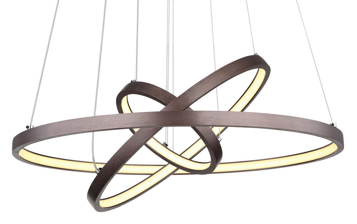 LED-HÄNGELEUCHTE 67192-57BR - Opal/Braun, Design, Kunststoff/Metall (51/120cm) - Globo