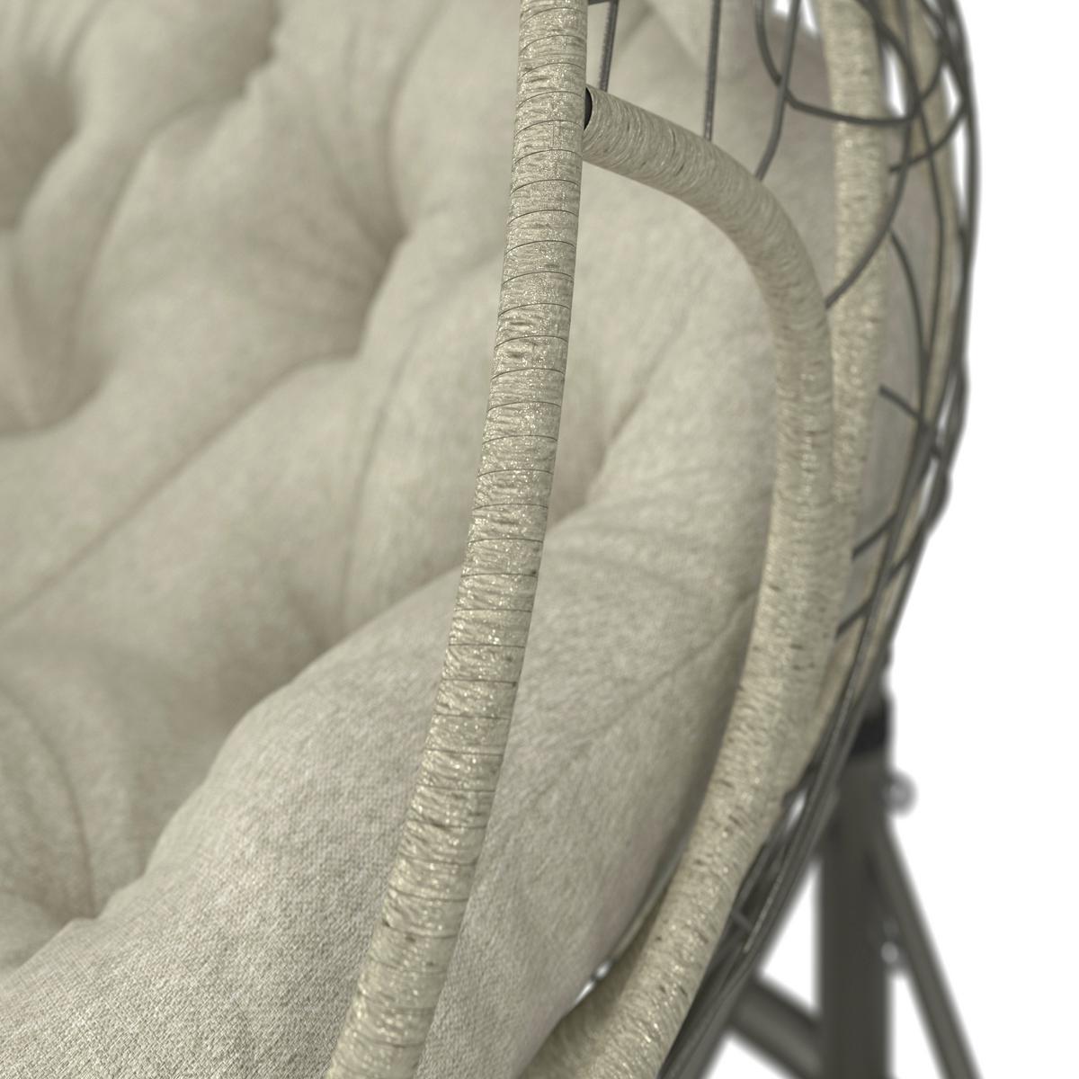 Hängesessel Enea Creme Metall/Kunststoff/Outdoorstoff - Creme/Grau, MODERN, Kunststoff/Textil (133/205/120cm) - Bessagi Garden