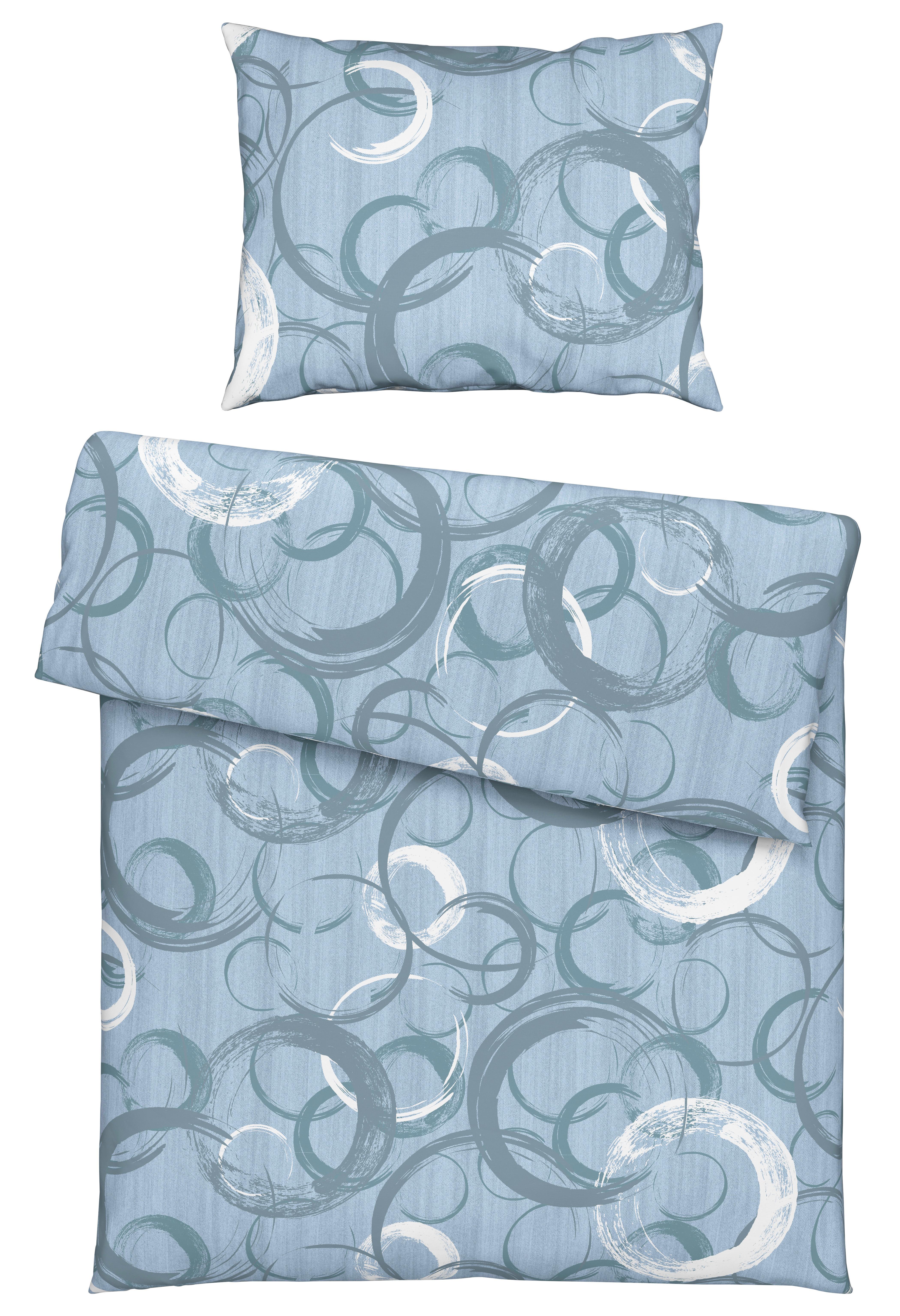 BETTWÄSCHESET NEW CIRCLES - Blau, Textil (160/210cm) - Modern Living