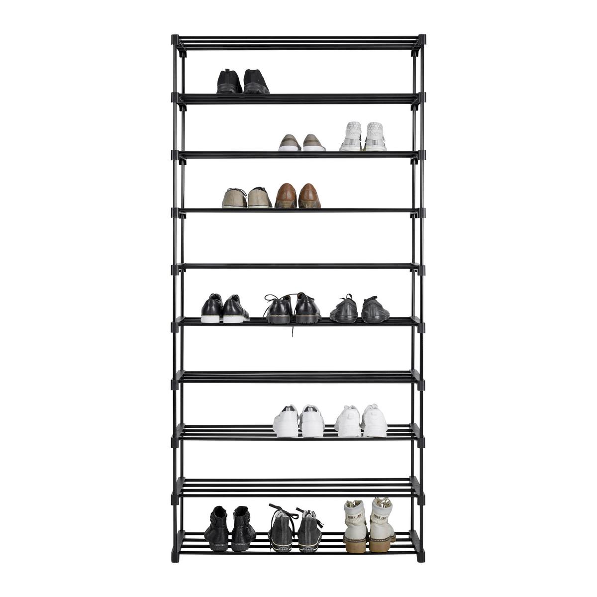 Schuhregal Grando Schwarz - Schwarz, Konventionell, Kunststoff/Metall (94/194/30cm) - Based