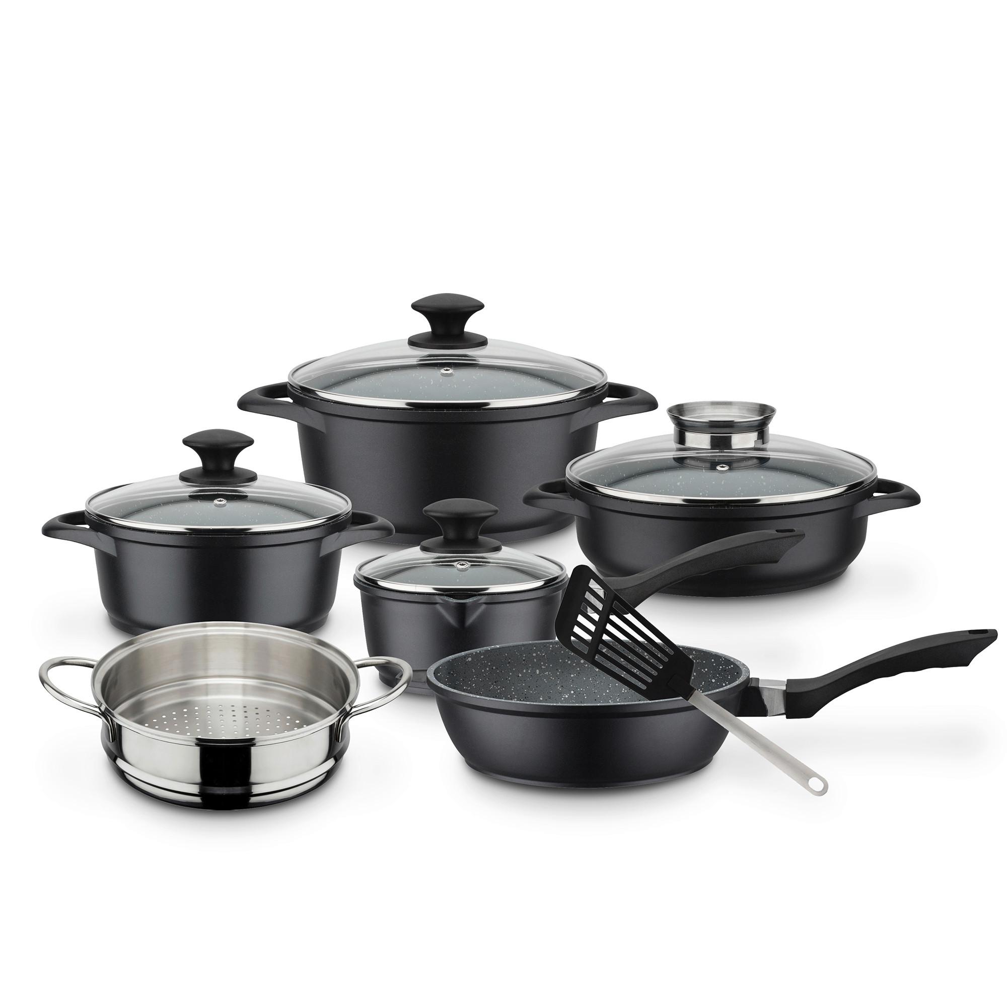 Set Posod Gourmet, 5-Delni - črna, Basics, kovina - GSW