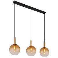 Hängeleuchte Marinella Schwarz/Messing max. 40 Watt - Messingfarben/Schwarz, KONVENTIONELL, Glas/Kunststoff (90/20/150cm) - Globo