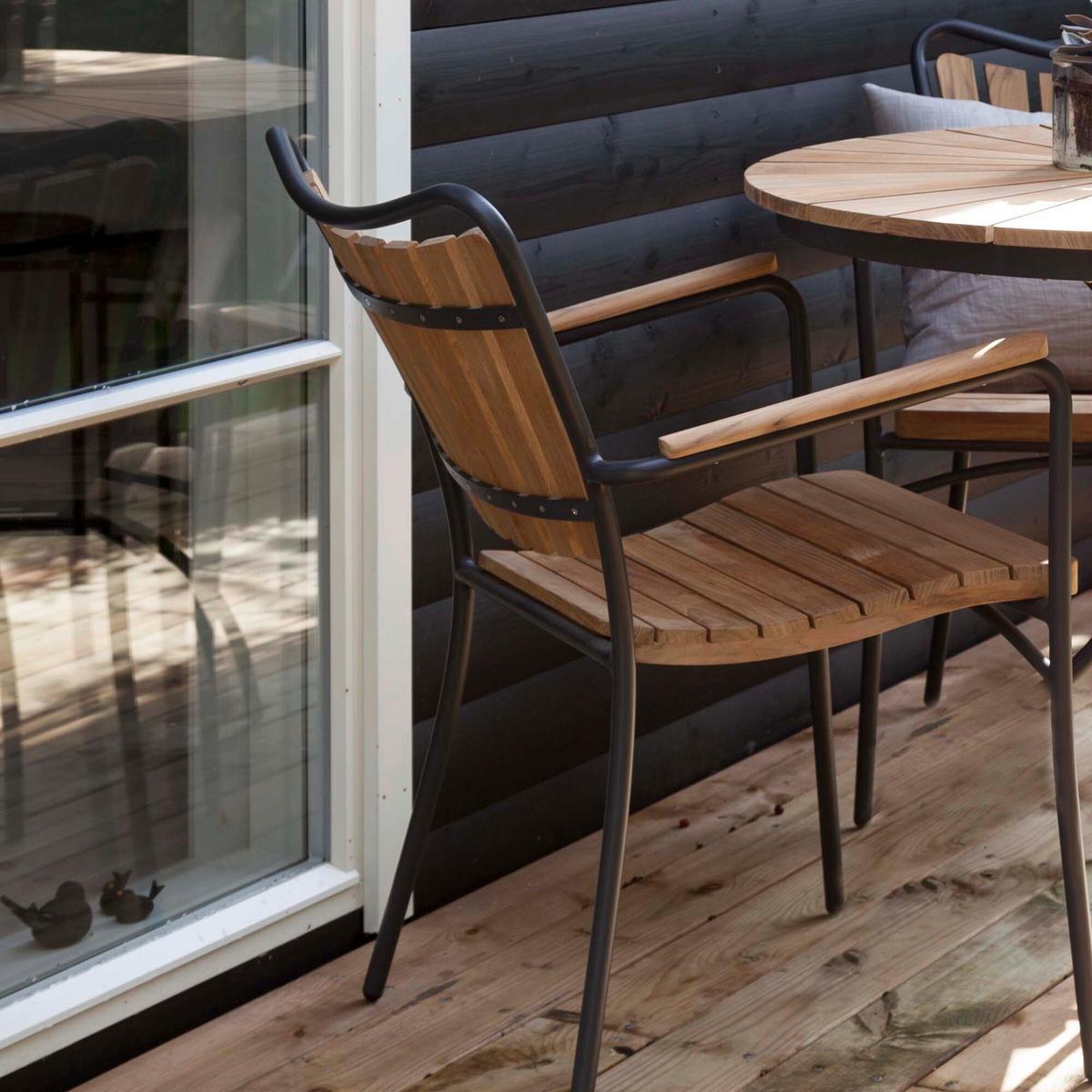 Gartentischgruppe Ellen Anthrazit/Teak 6-tlg. - Anthrazit/Teakfarben, Natur, Holz/Metall (180/180/78cm) - Gardenson