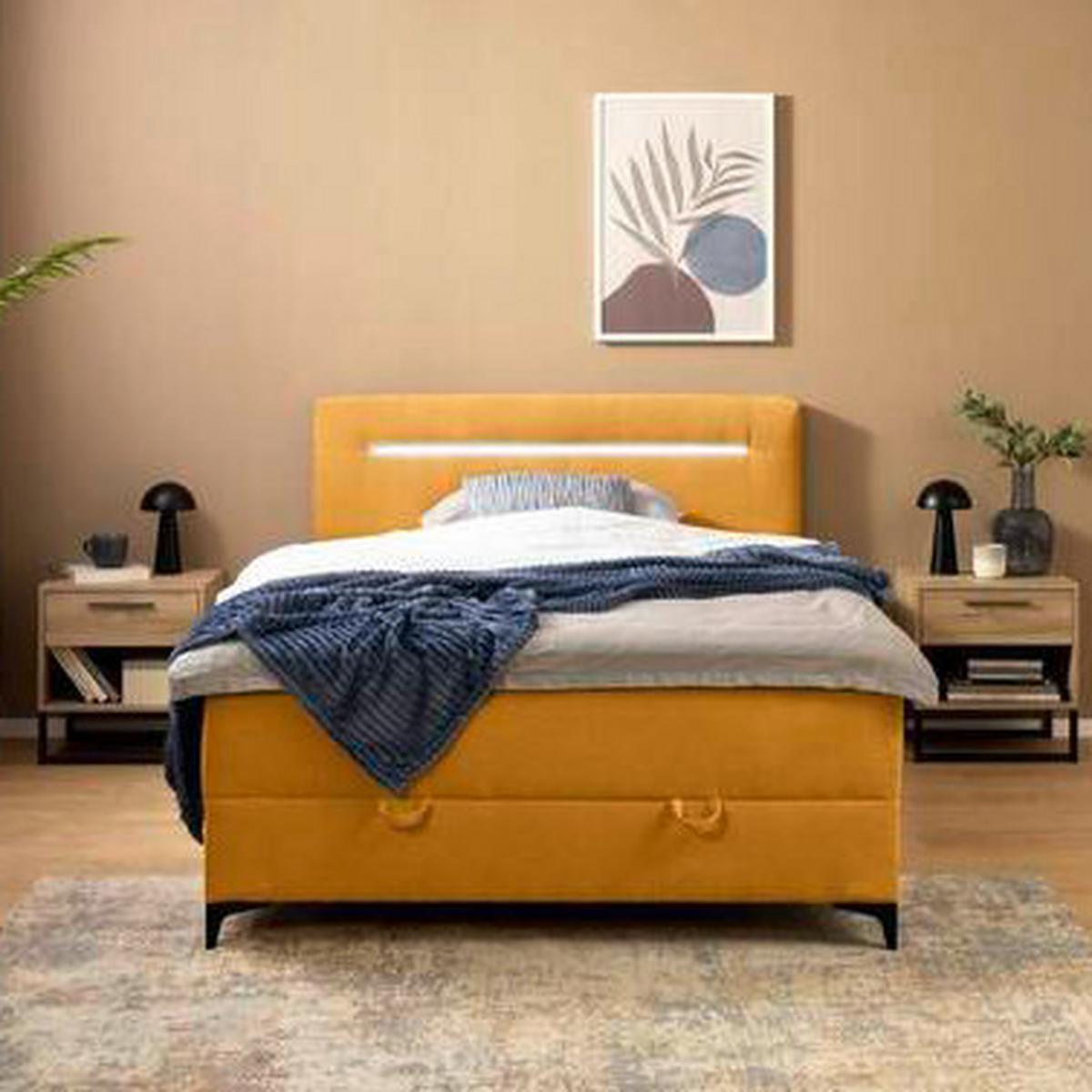 Box Krevet Jerry - boje senfa/crna, Konvencionalno, tekstil (100/200cm) - Mömax