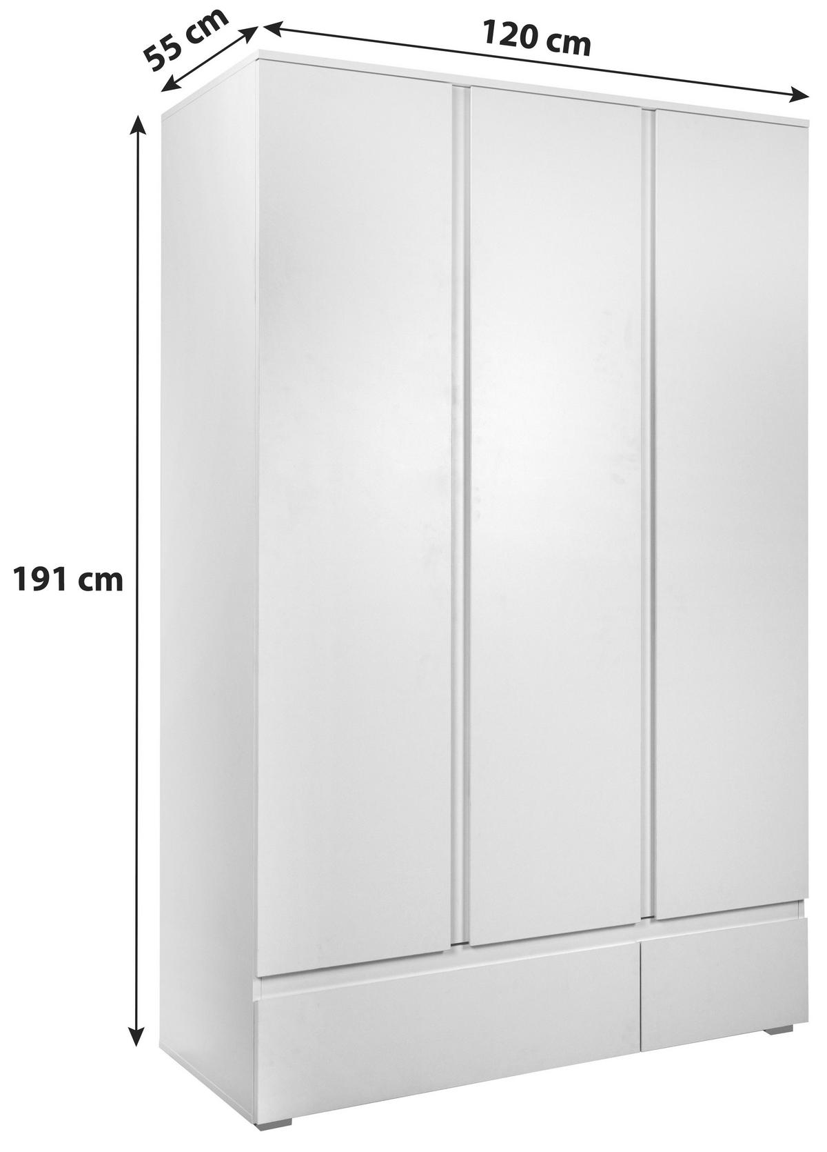 Omara Za Oblačila Image, Bela, 120 Cm - bela, Basics, leseni material (120/191/55cm) - MID.YOU