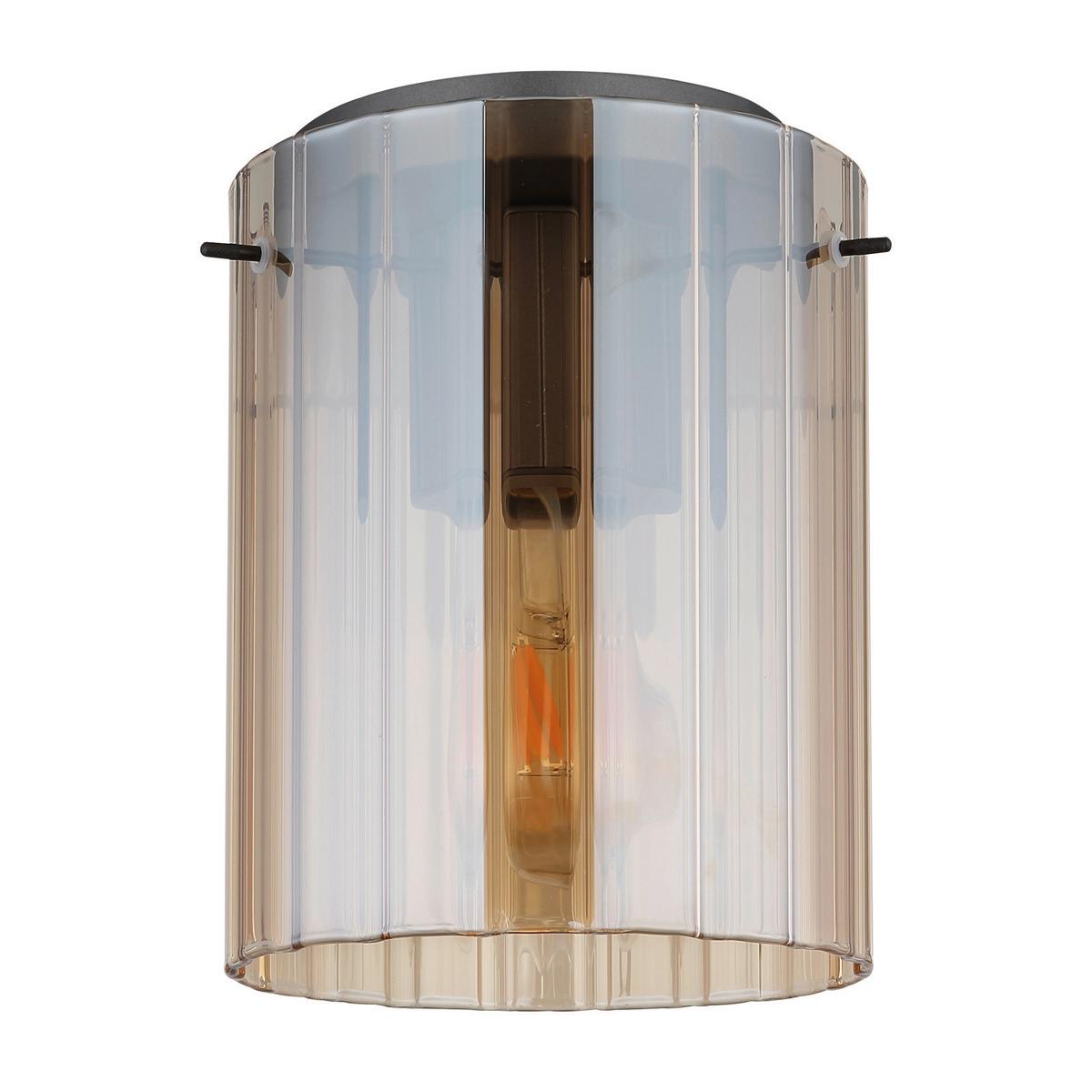 Deckenleuchte Tulivar Bernsteinfarben max. 40 Watt - Dunkelgrau/Bernsteinfarben, Basics, Glas/Metall (18/23cm) - Globo