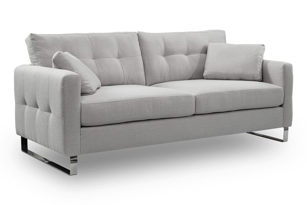 2,5-Sitzer-Sofa Hera Hellgrau - Chromfarben/Hellgrau, Basics, Holz/Textil (203/92/94cm) - MID.YOU