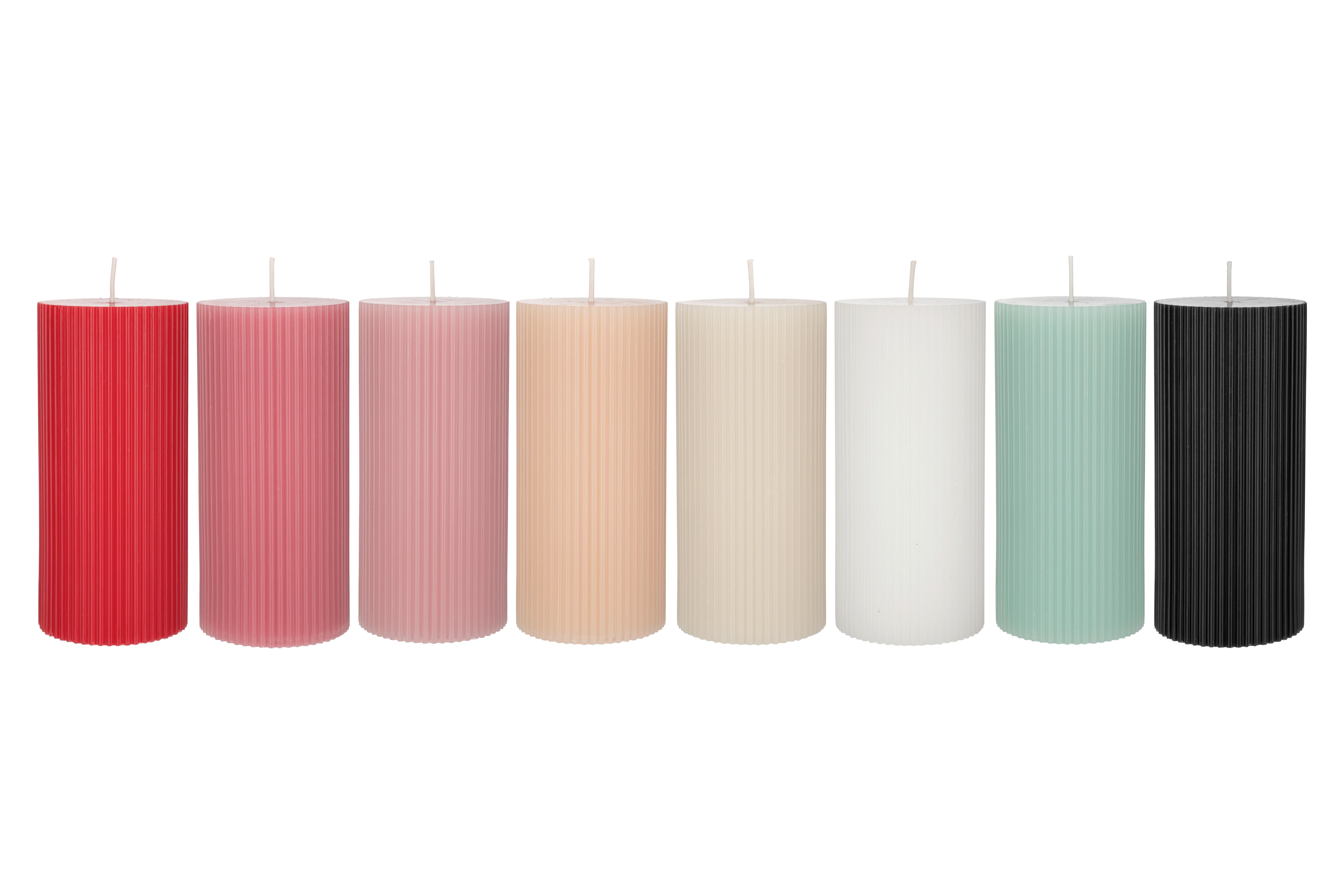 Velika Sveča Stripes - roza/rjavosiva, naravni materiali (7/15cm) - Premium Living
