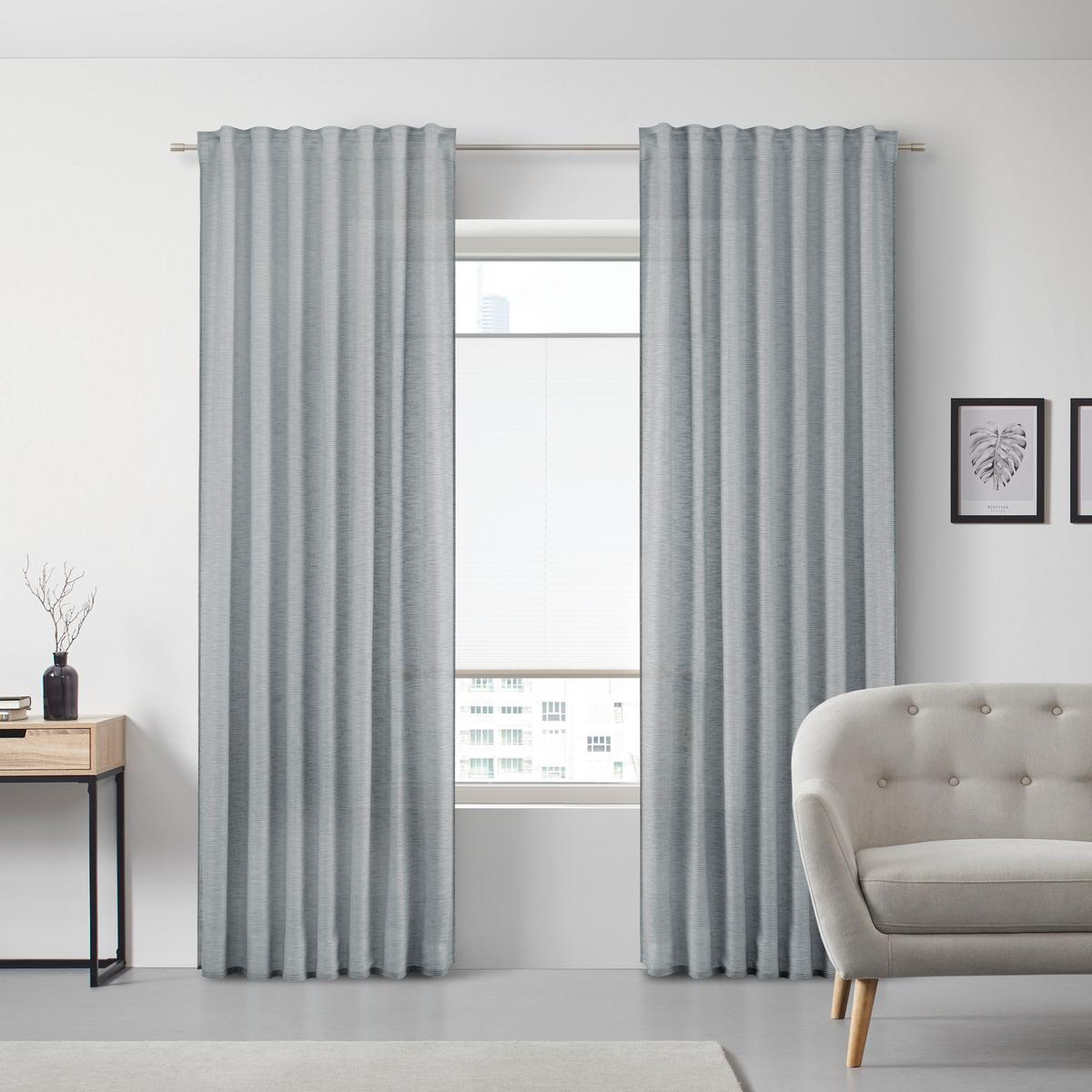 Készfüggöny Eva - szürke, Romantik / Landhaus, textil (140/255cm) - Premium Living