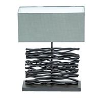 Stolna Svjetiljka Jamie - siva/crna, Basics, tekstil/drvo (40/15/50cm) - Globo