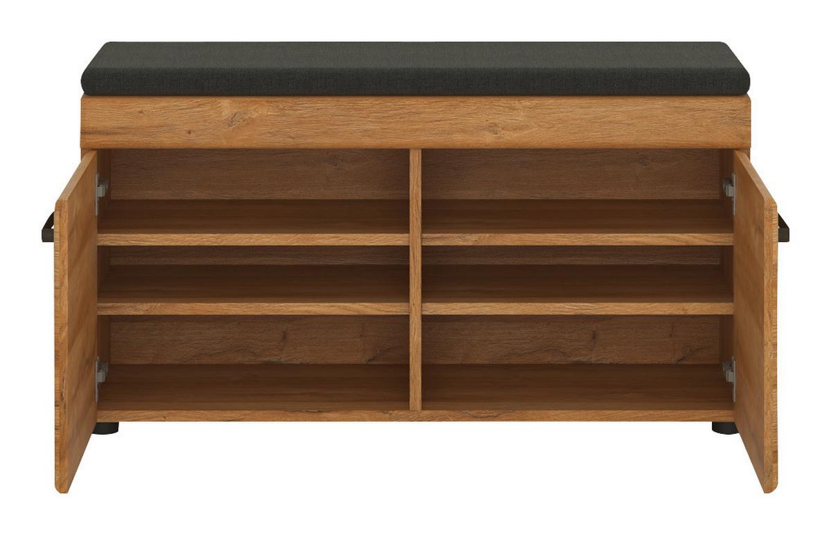Klupa Za Predsoblje Cortina - boje hrasta/crna, Trend, drvni materijal/metal (92,8/47/38cm) - Modern Living