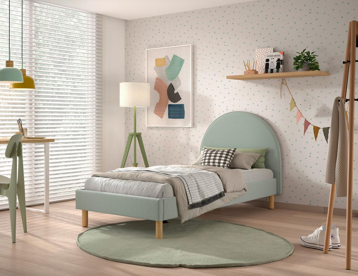 Kinder-/Juniorbett Moon ca. 90x200 cm Grün - Naturfarben/Grün, ROMANTIK / LANDHAUS, Holz/Textil (90/200cm) - MID.YOU