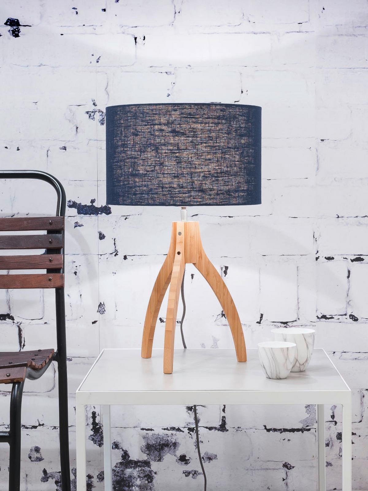 Namizna Svetilka Anna, Modra, Bambus - modra/naravne barve, Trend, tekstil/les (36/54cm) - Good & Mojo