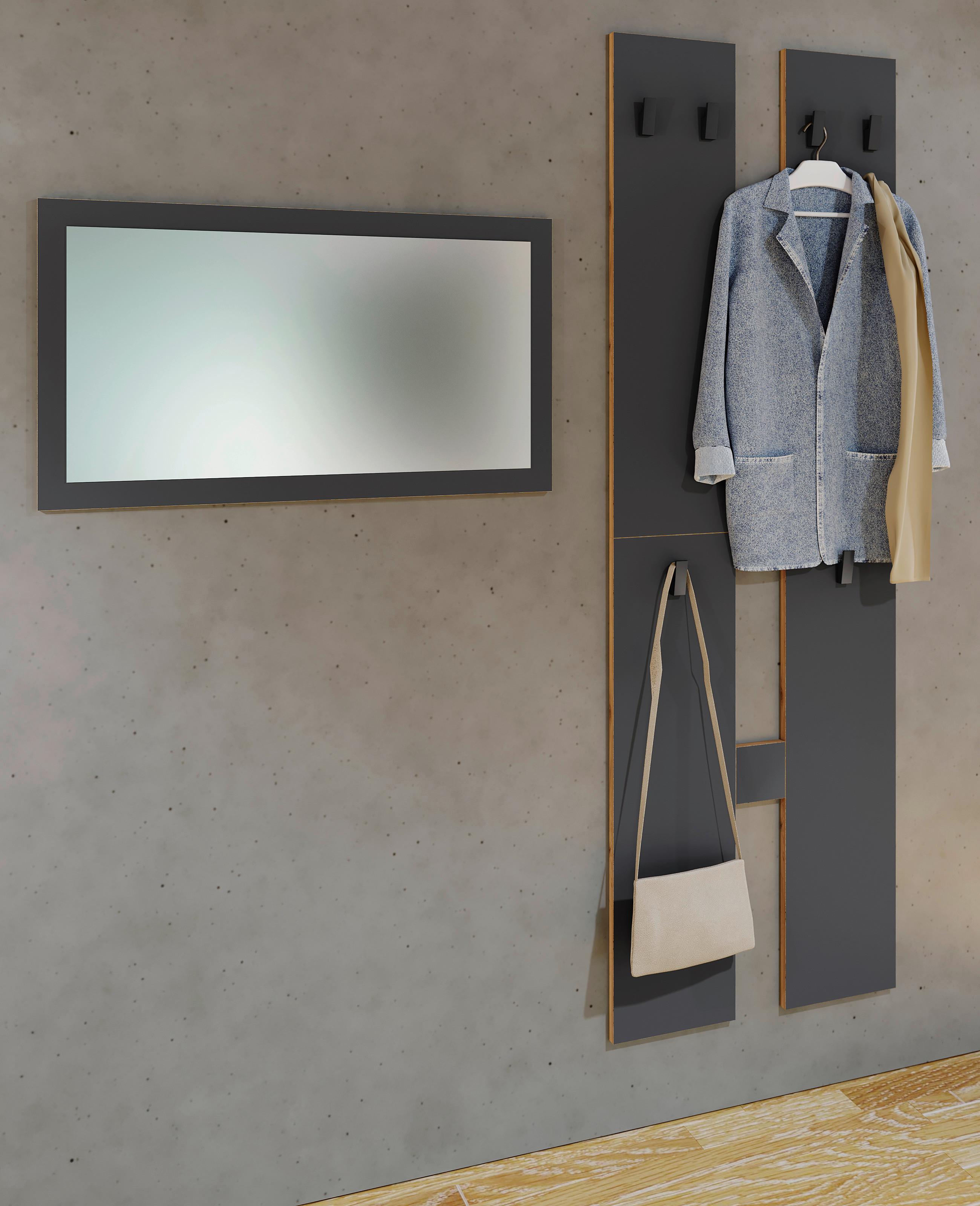 Wandgarderobe SALIA M Anthrazit ca. 57x140x20 cm - Honigeiche/Anthrazit, Design, Holzwerkstoff (57/140/20cm) - MID.YOU