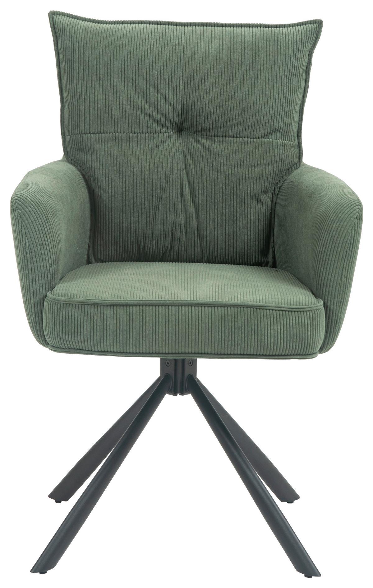 KRZESŁO Z PODŁOKIETNIKAMI POINT -EXKLUSIV- - czarny/oliwkowa zieleń, Design, metal/tkanina (60/95/67cm) - Novel